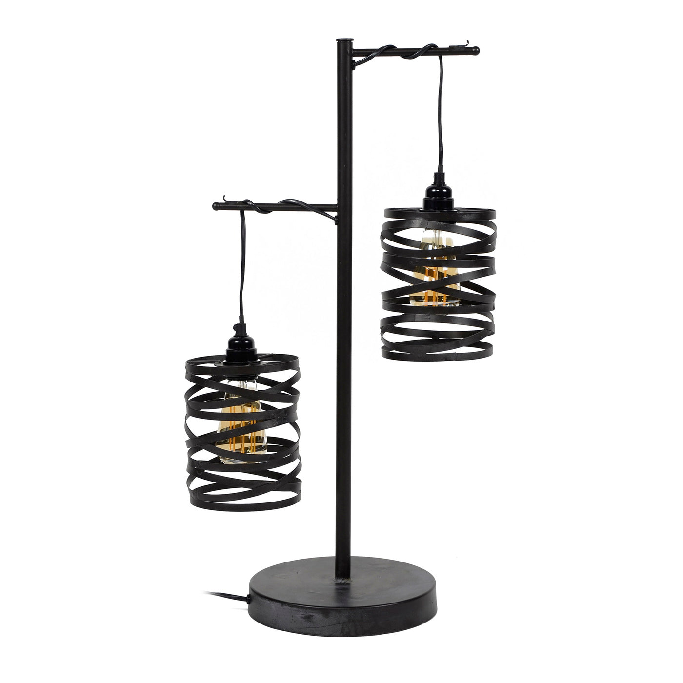 Giga Meubel Tafellamp Spindle - Zwart Metaal - 2-Lichts - 23x37x70cm