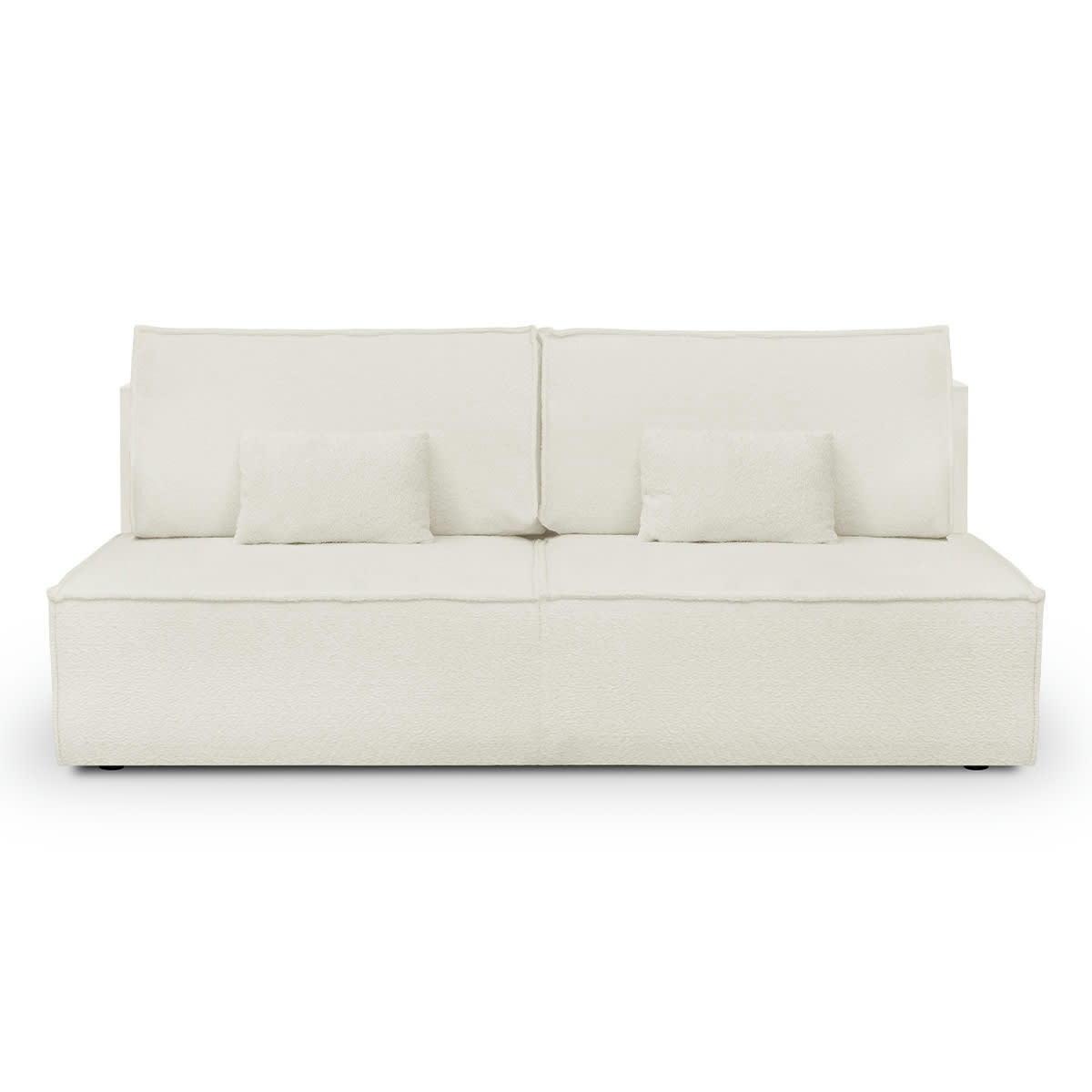 MILLA - Canapé convertible 3 places en tissu bouclé écru