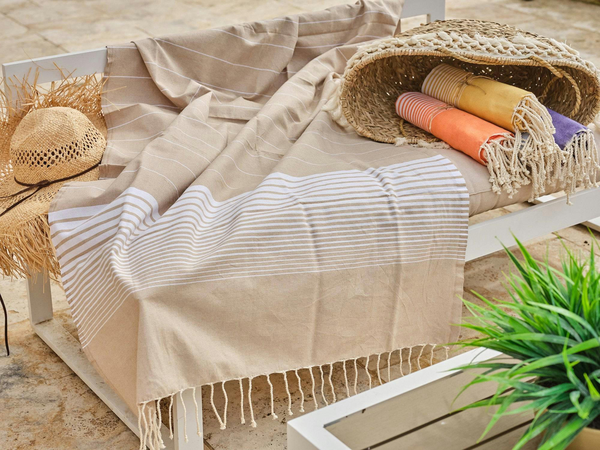 - Fouta en coton 100x200cm beige