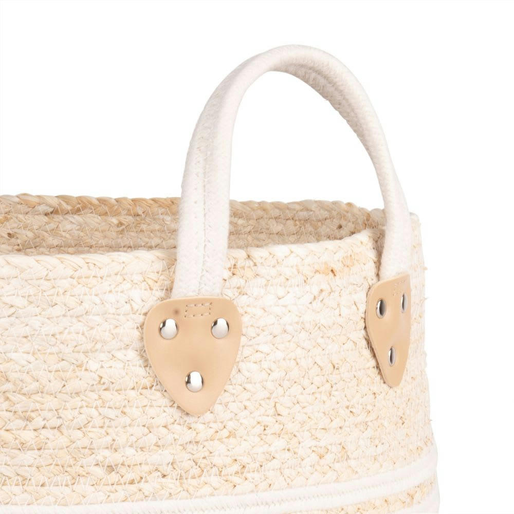 - Panier carré en fibre de maïs et coton blanc