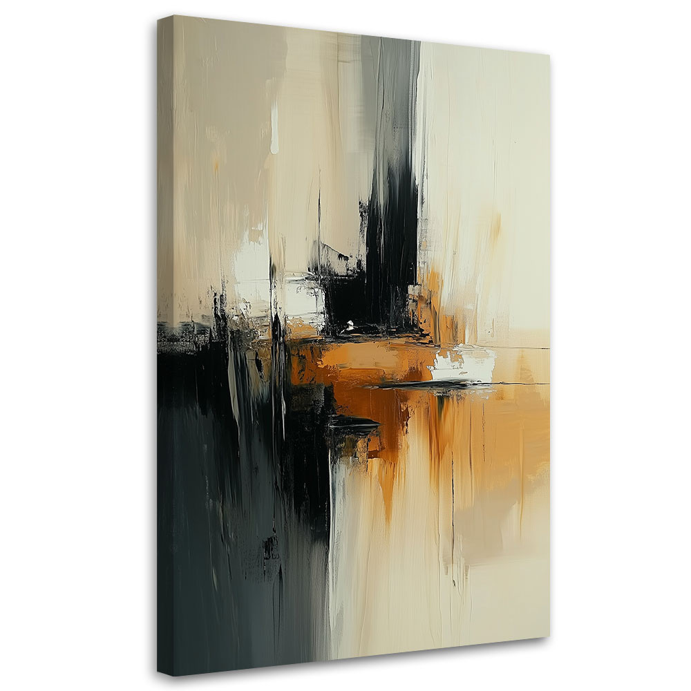 Feeby Obraz do salonu, Abstrakcja beżowy pomarańczowy czarny 40x60