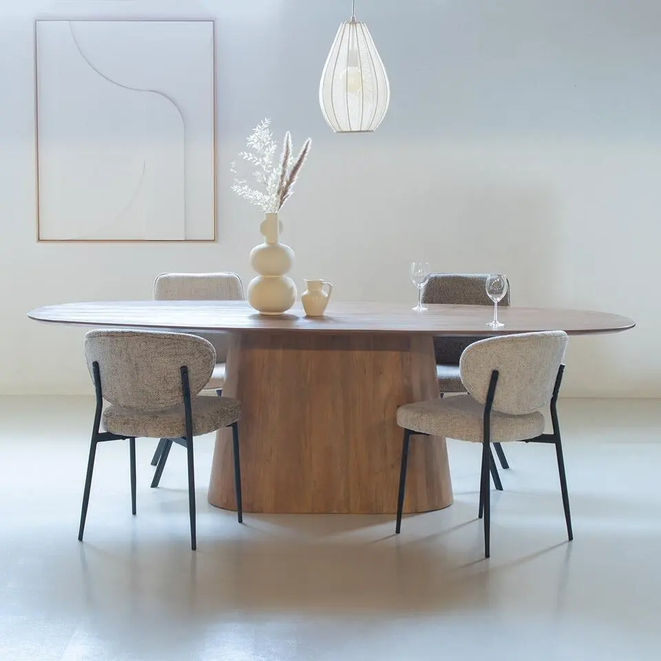 Eettafel Deens Ovaal - Bruin Mangohout - 240x100x76cm - Stijn