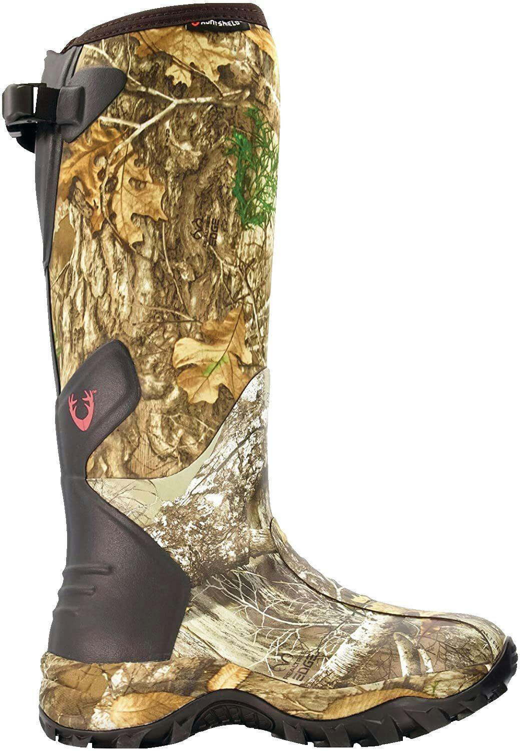 Huntshield Women's WaterProof Comfortable NeoPrene Rubber Boots, Realtree Edge Camo