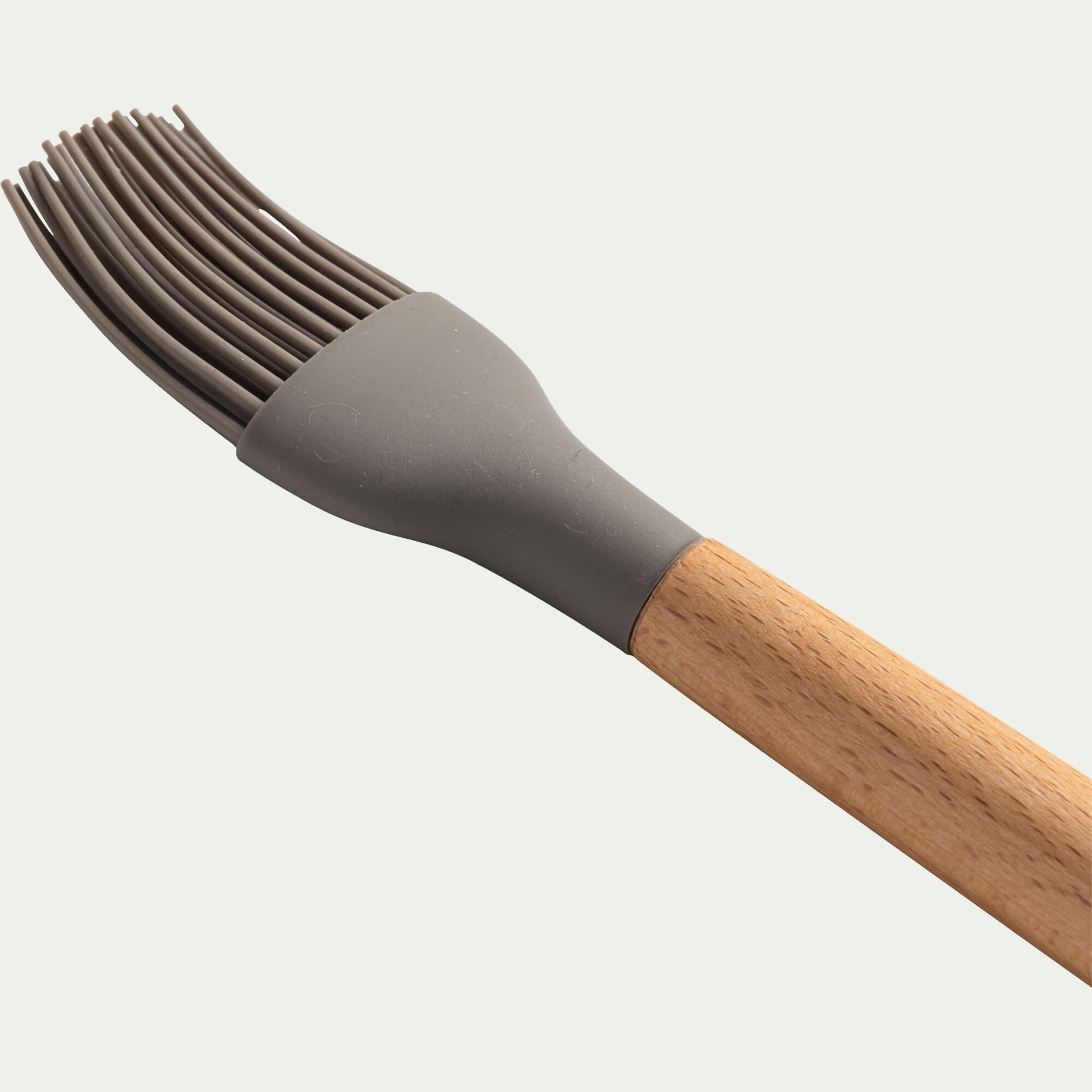 PISTOU - Pinceau de cuisine en bois et silicone - brun terre ombre
