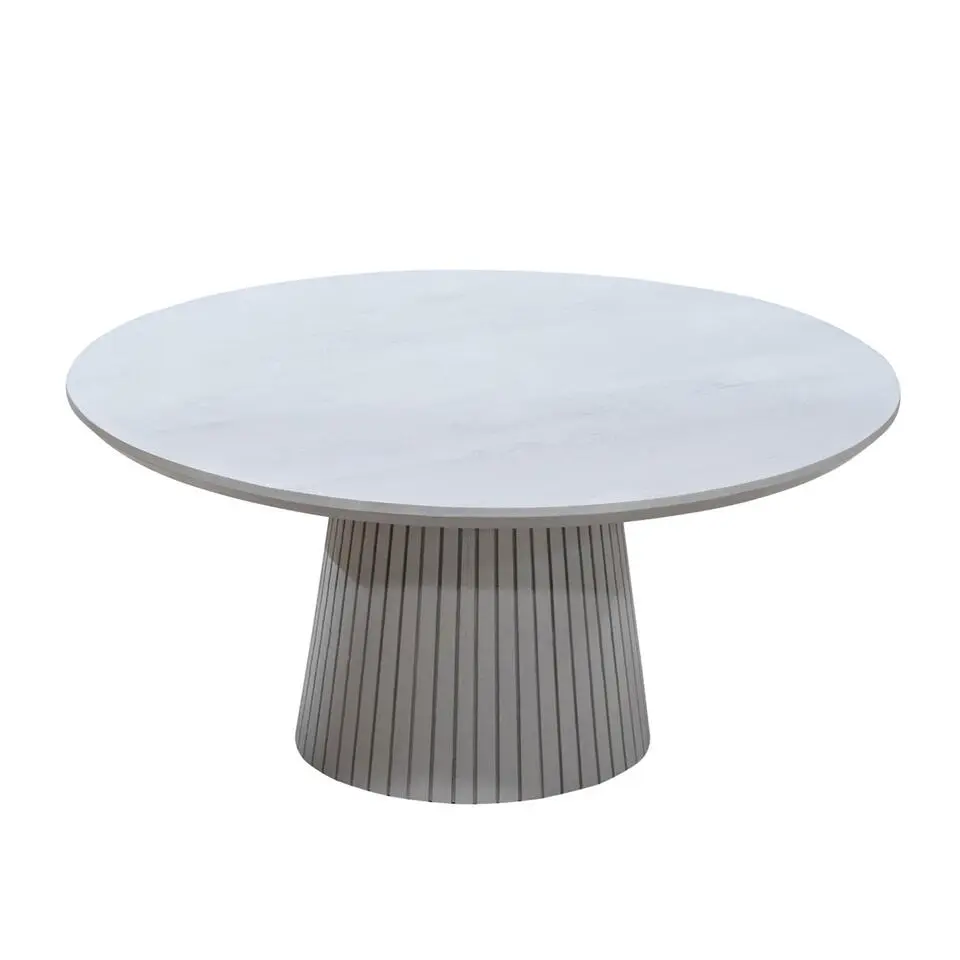 Salontafel Rond Taupe Hout - 80x80x38cm - Solana