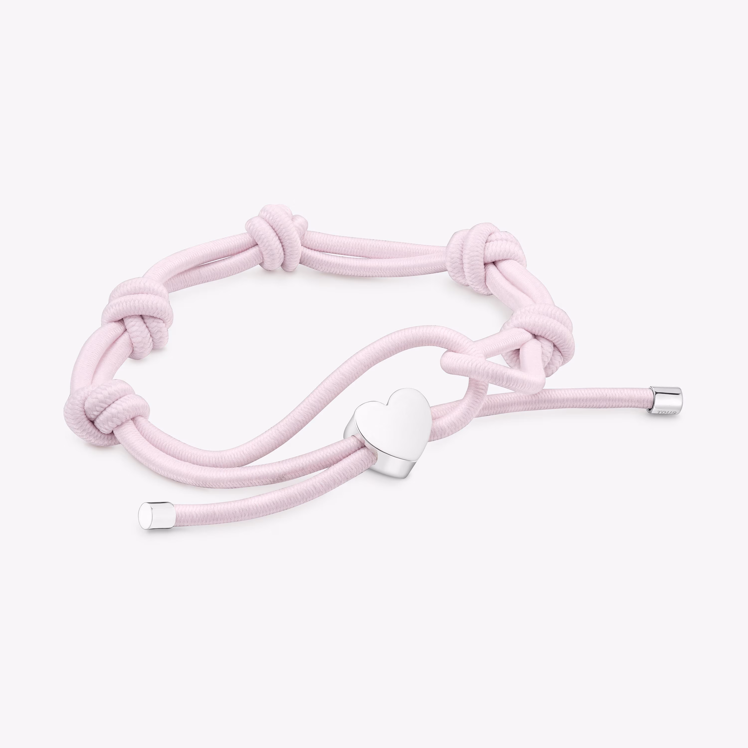 Pulsera elástica rosa y corazón de plata Sweet Dolls