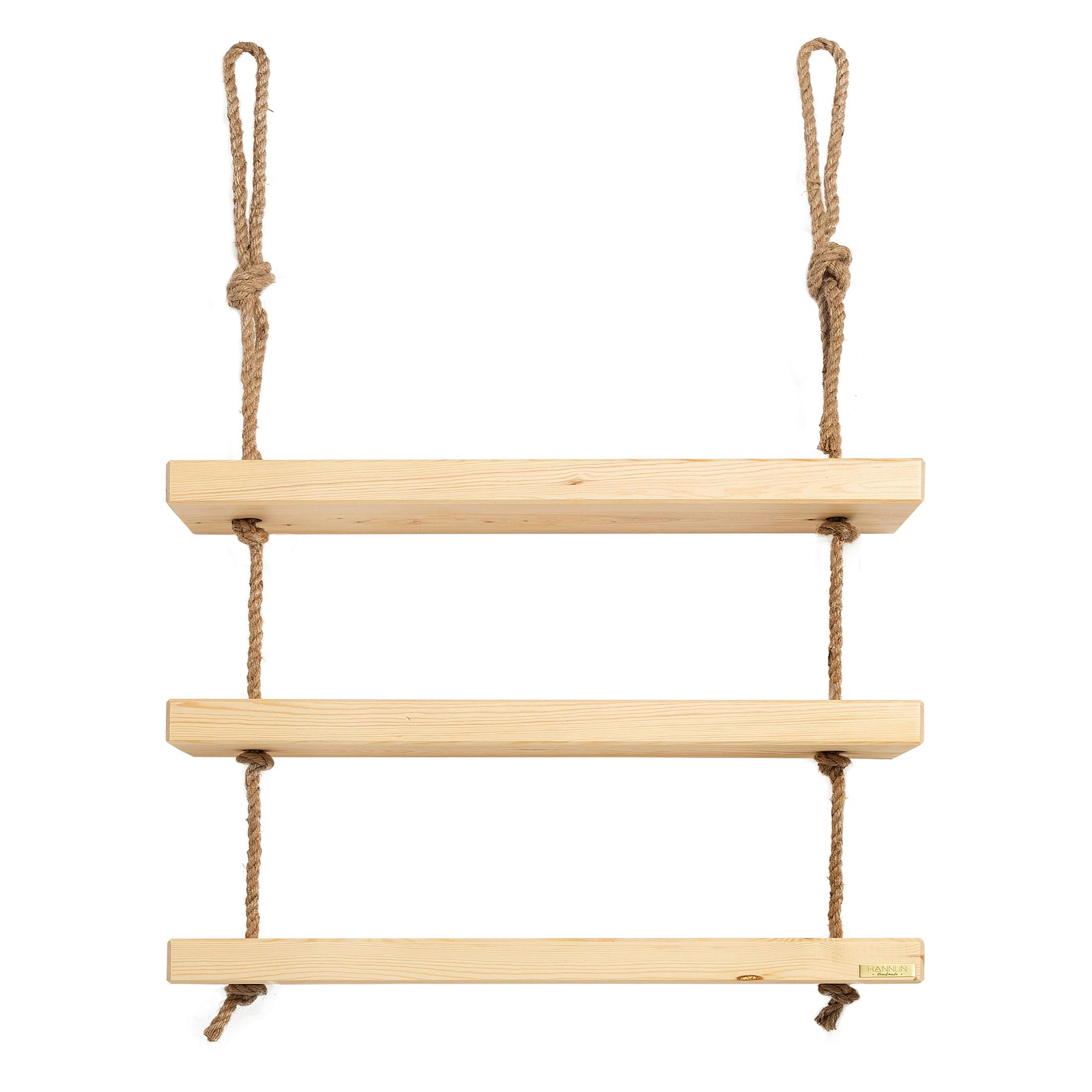 MAKEMBA - Etagère suspendue en bois de couleur beige à 3 étages 70 cm