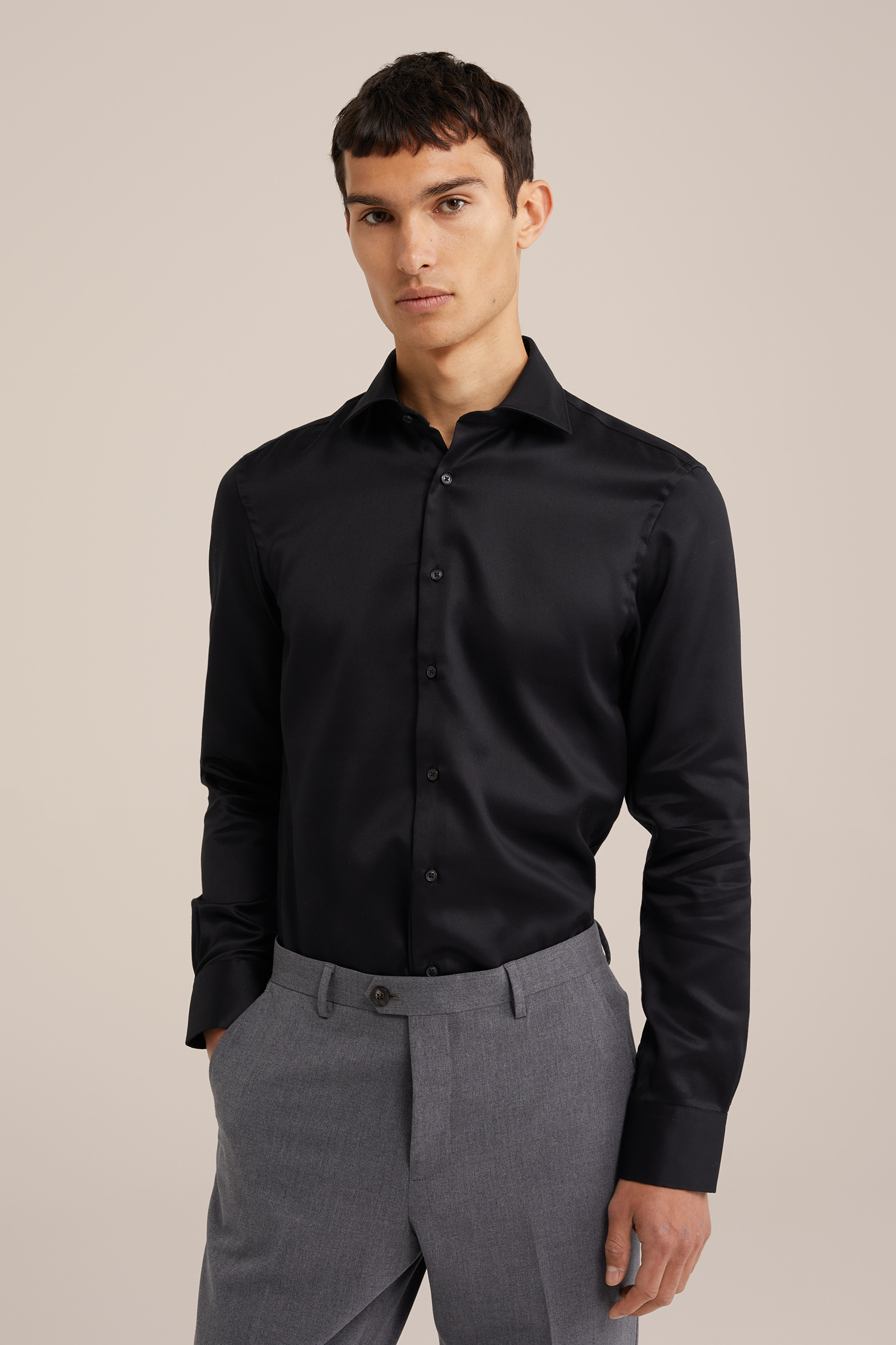 Heren Slim fit overhemd met structuur