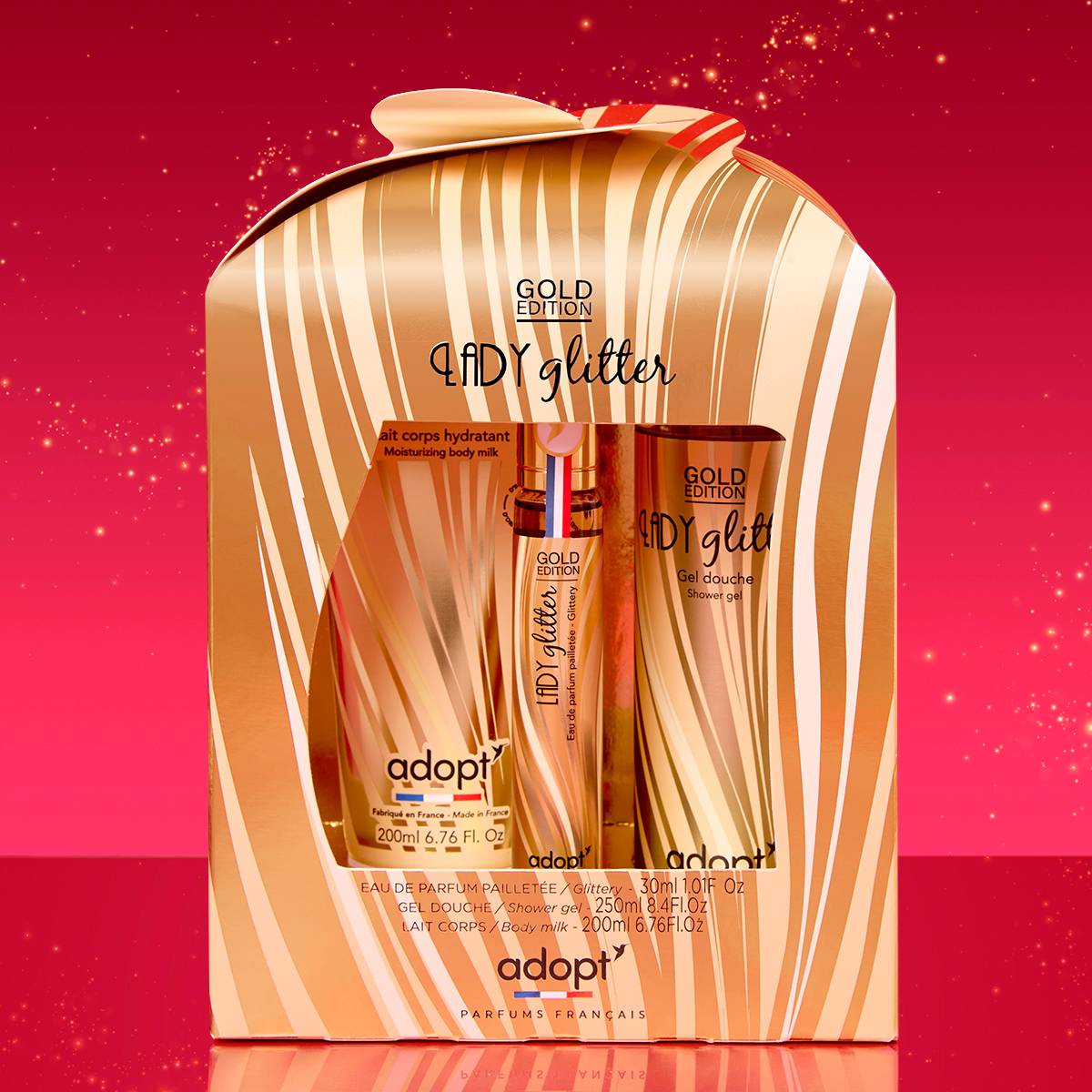 Lady Glitter - Gold EditionCoffret eau de parfum 30 ml   gel douche 250 ml   lait corps 200 ml