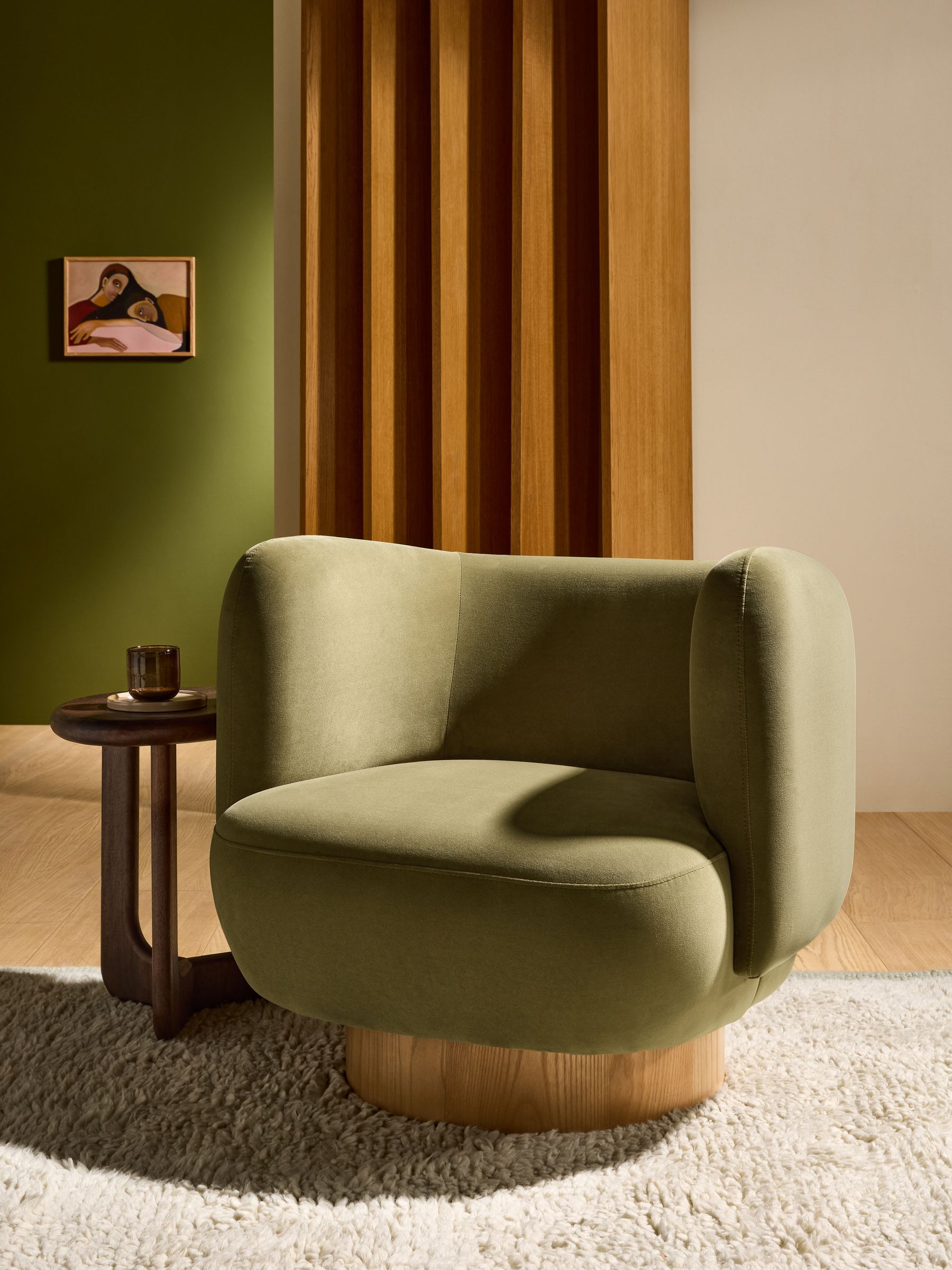 Novara Swivel Accent Chair in Fern Green Velvet