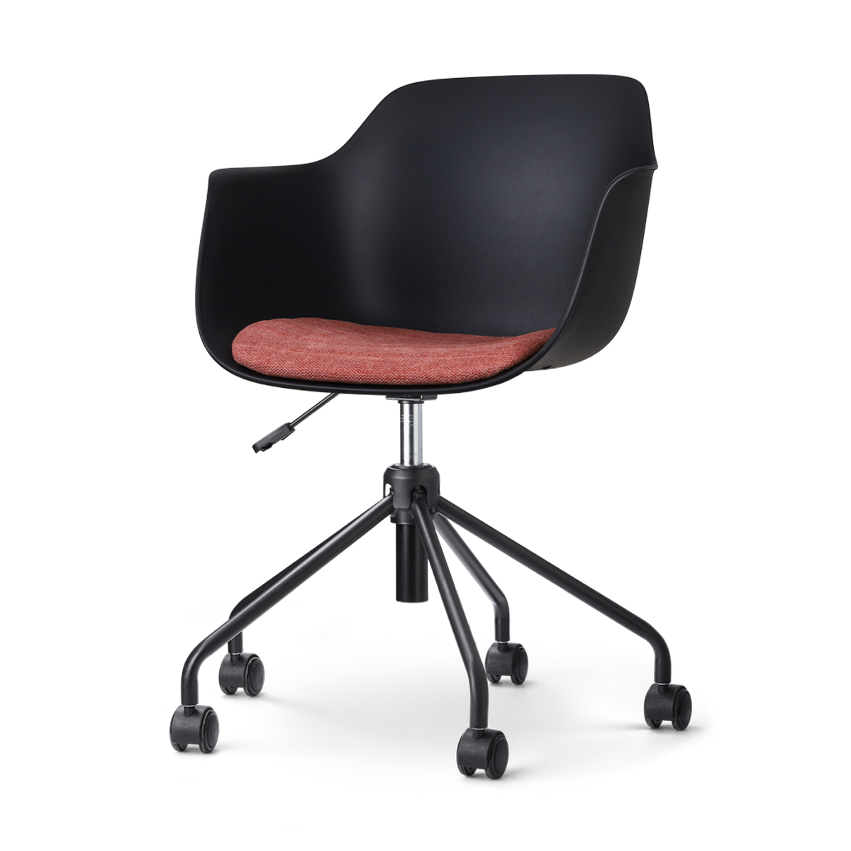 Nolon Nout-Liz Bureaustoel Zwart - Terracotta Kussen - Zwart Onderstel