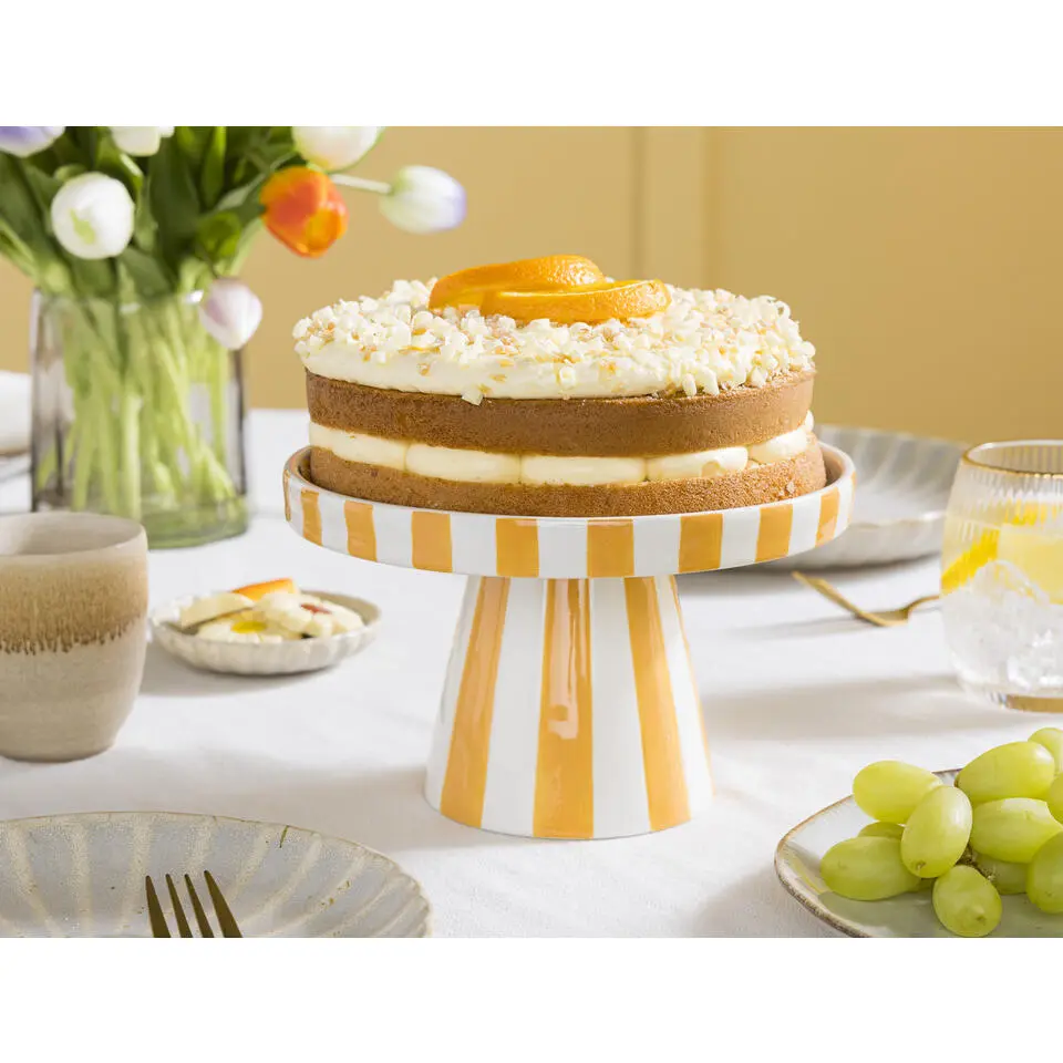 Taartplateau Zon geel keramiek - 12,5x&Oslash;20 cm