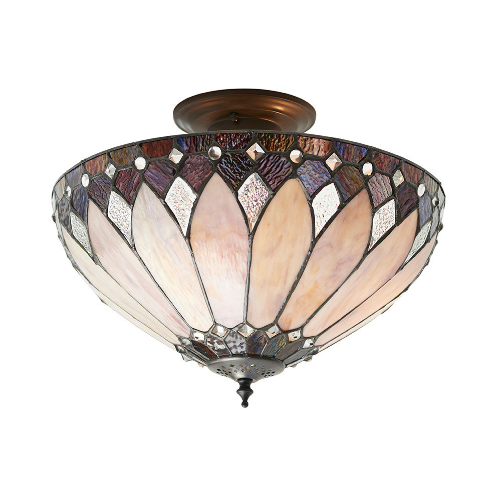 Lampa sufitowa BROOKLYN witrażowa brązowa 3xE27x40W IP20 Tiffany