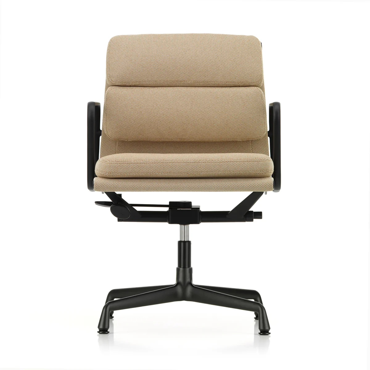 Vitra - EA 231 Soft Pad Bürostuhl mit Armlehnen, drehbar, deep black / Laser RE, papyrus / cream (Filzgleiter)