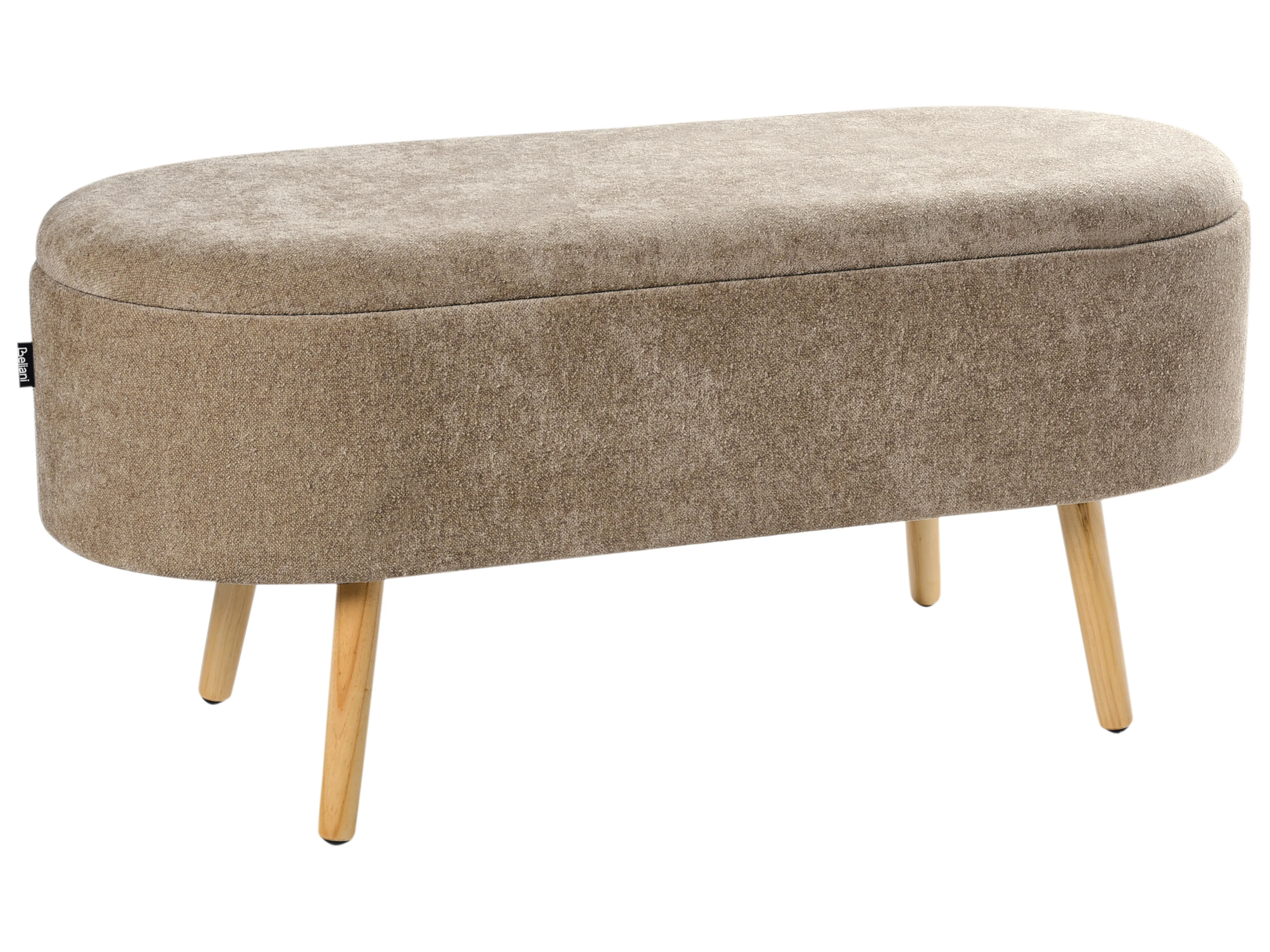 Upholstered Storage Bench OKLAHOMA Chenille Light Brown with Storage