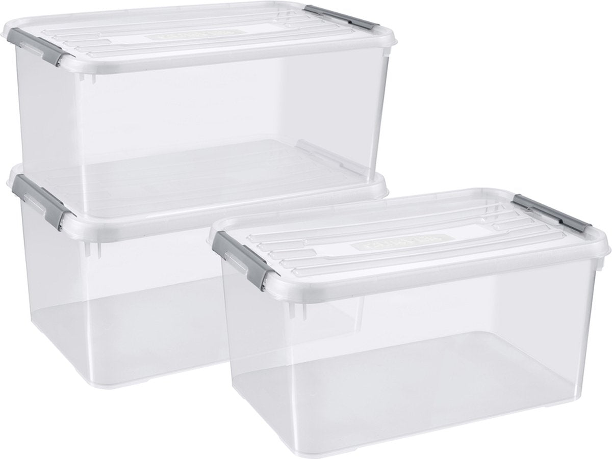 Curver Handy  Opbergbox - 50L - 3 stuks - Transparant met deksel