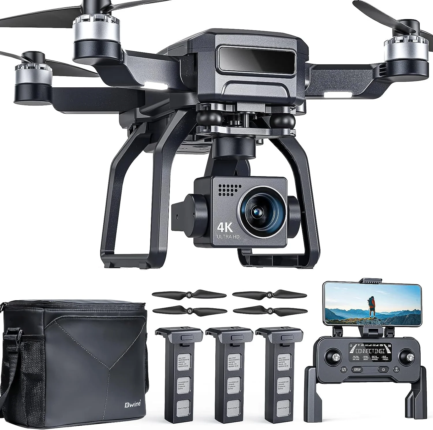 GPS Drones with Camera for Adults 4K Night Vision, 3-Aix Gimbal, 2Mile Long Range, 75Mins Flight Time Professional Drone with 3 Battery, Auto Return+Follow Me+Fly Around+Beginner Mode for Kid