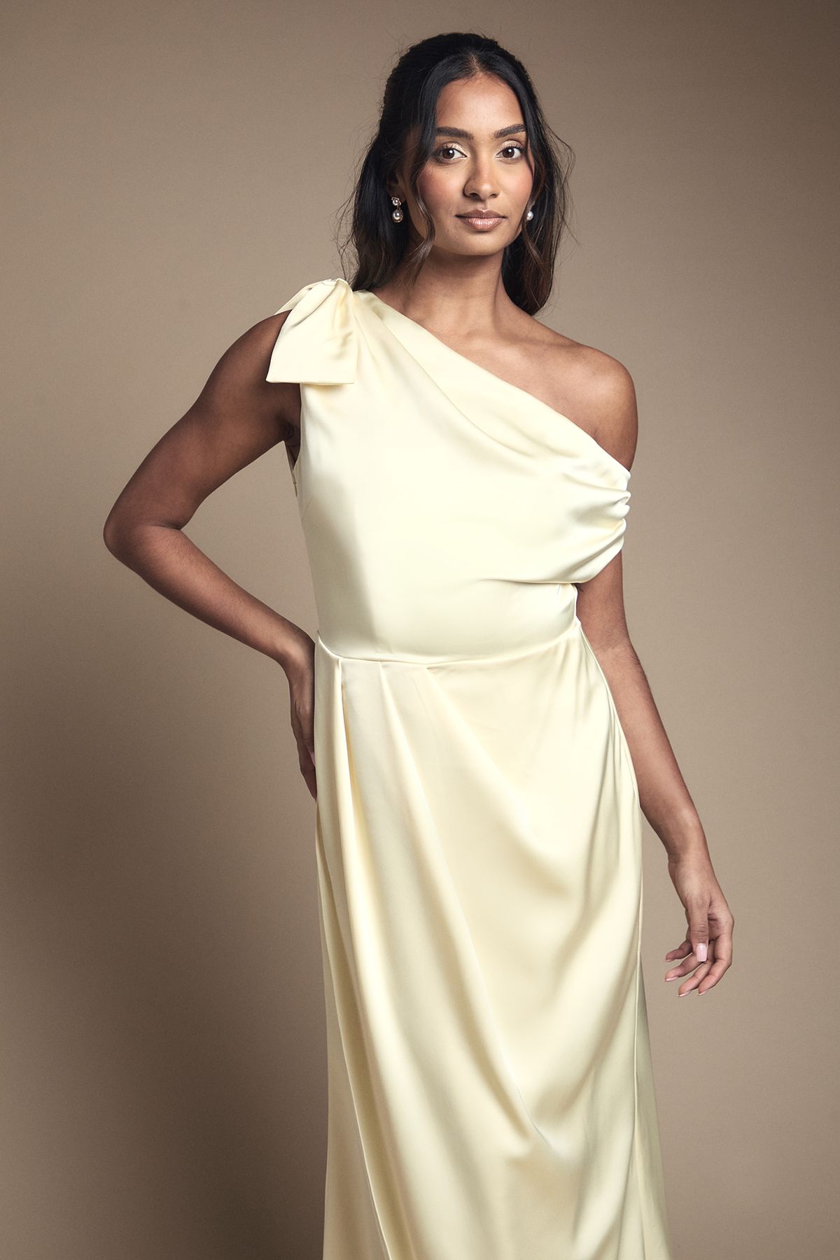 Coast Fallen Shoulder Bow Detail Bridesmaid Maxi Dress