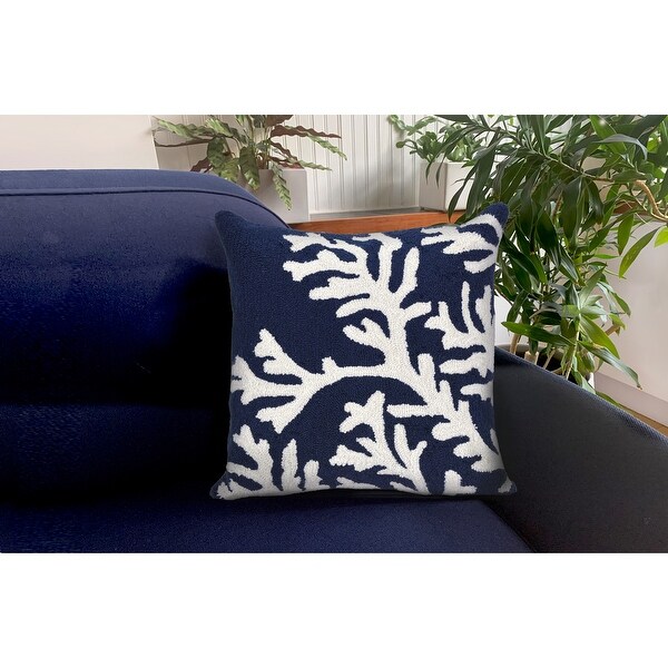 Liora Manne Frontporch Coral Indoor/Outdoor Pillow Navy 18" Square
