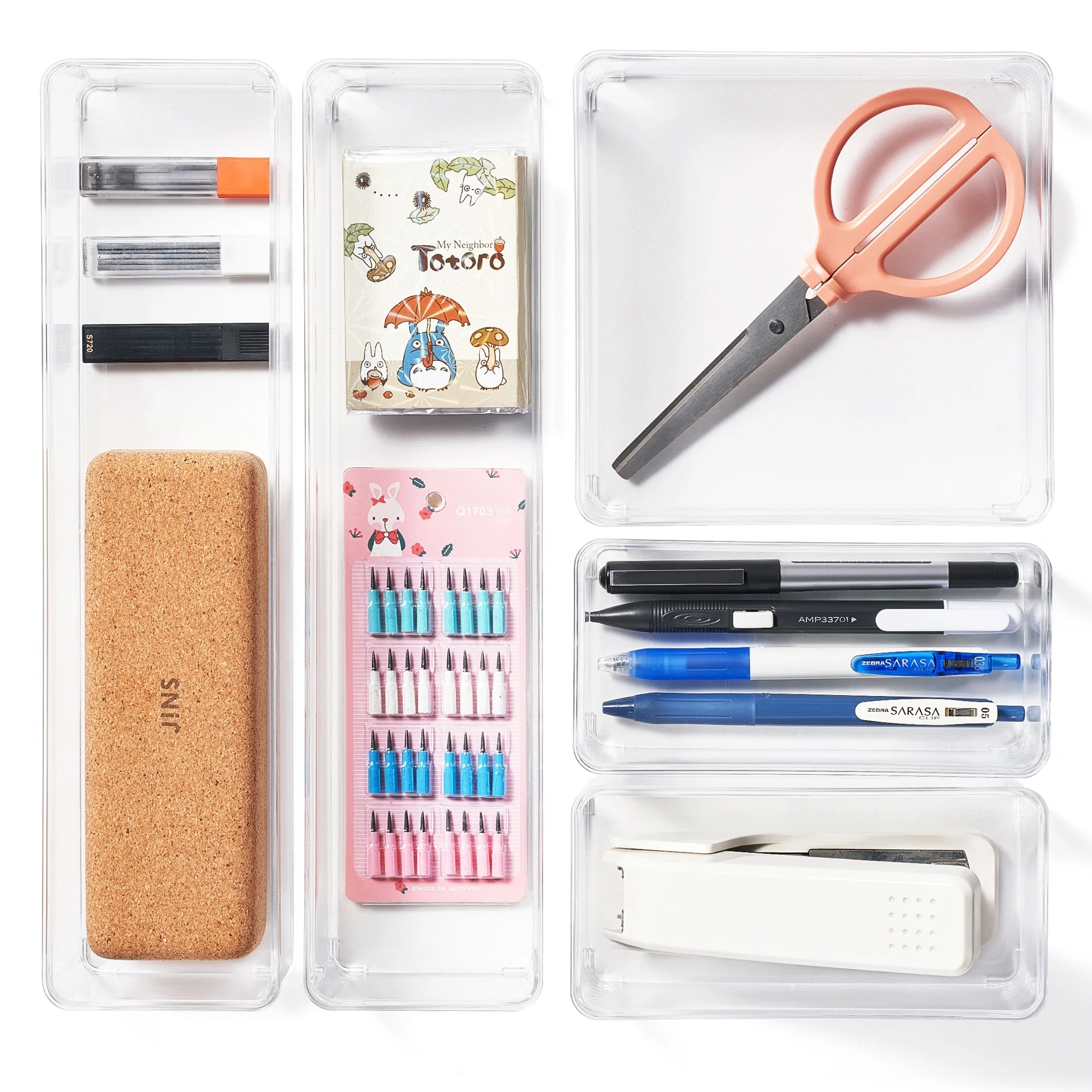 Clear Drawer Organizer Set for Office Storage