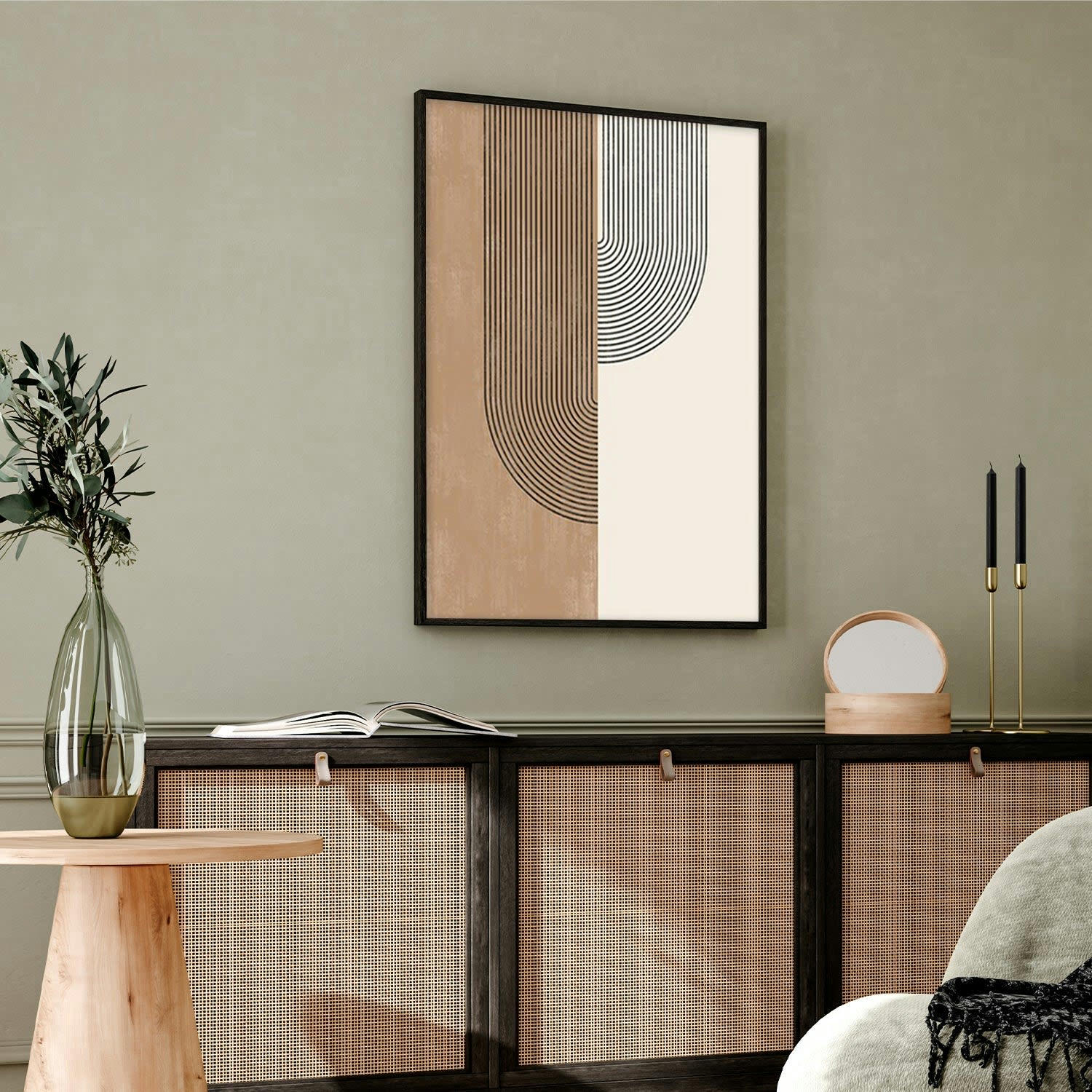 MINIMALISMO - Affiche avec cadre noir -  géométrie abstraite - 50x70