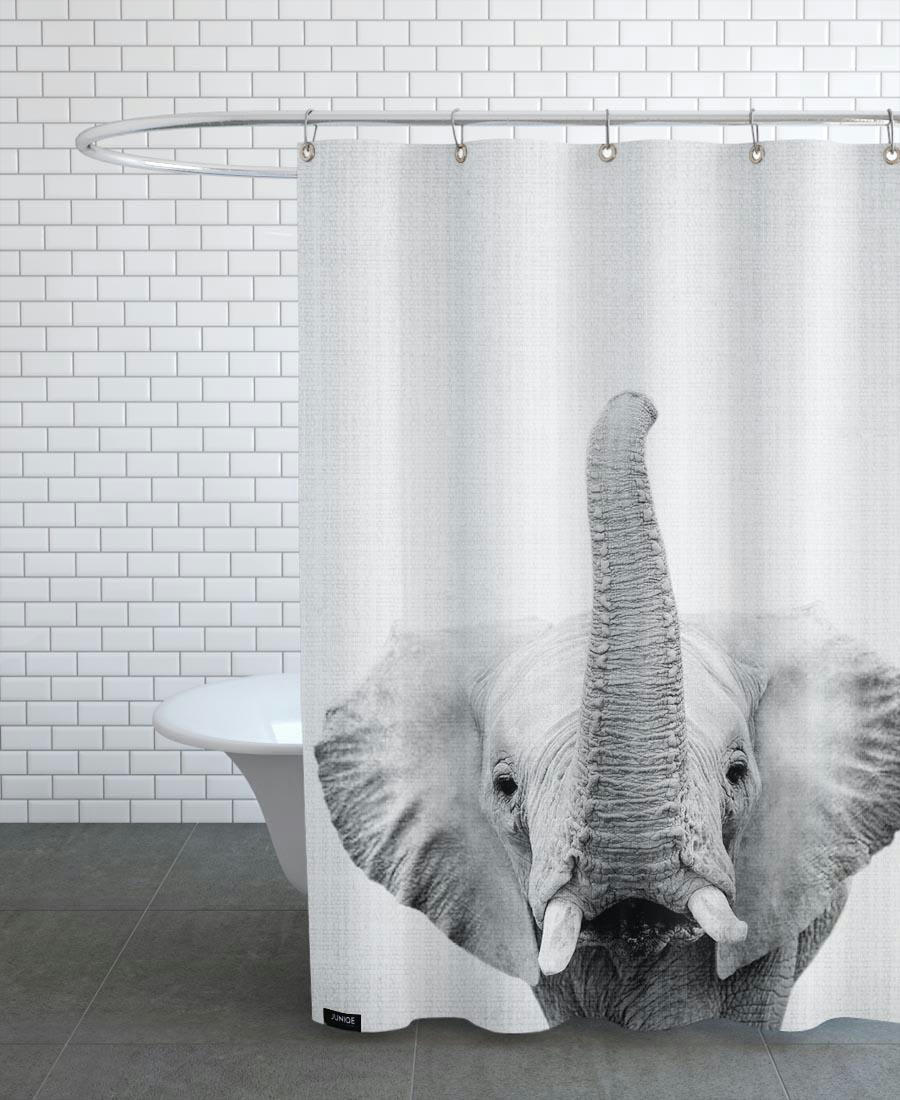 PRINT 50 - Rideau de douche en polyester en blanc & noir 150x200