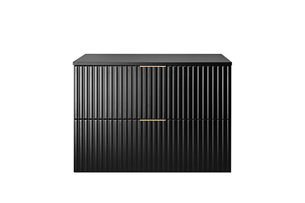 Meuble vasque, Noir, 80 x 57 x 46 cm, poignée dorée   Plan de travail