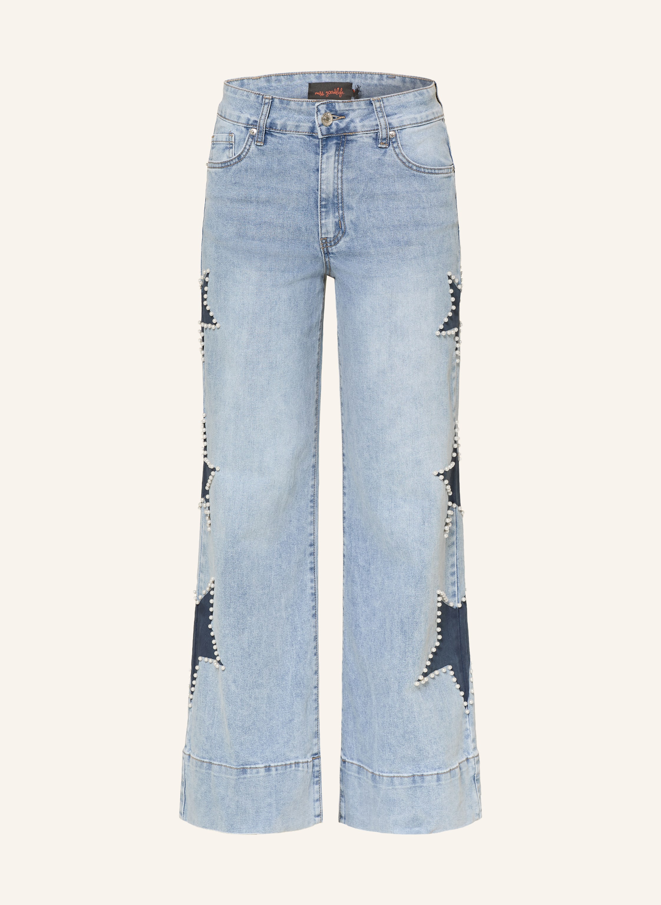 miss goodlife Flared Jeans mit Schmuckperlen