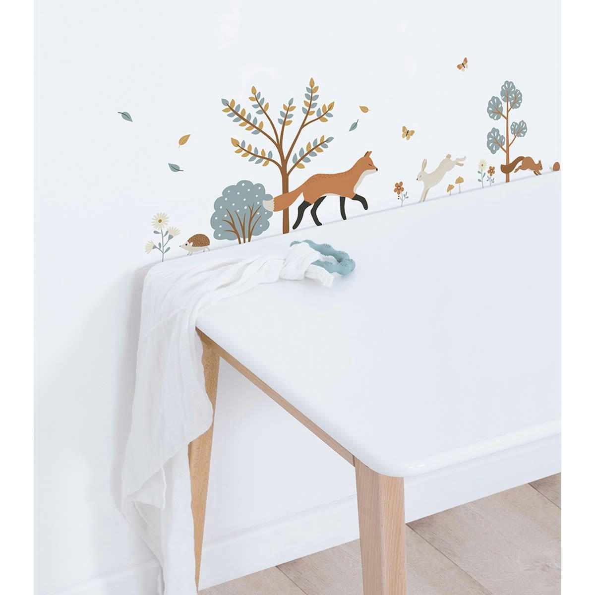 JÖRO - Stickers muraux forêt, renard, animaux en vinyle mat multicolore