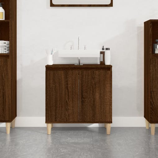 NNEVL Sink Cabinet Brown Oak 58x33x60 cm Engineered Wood
