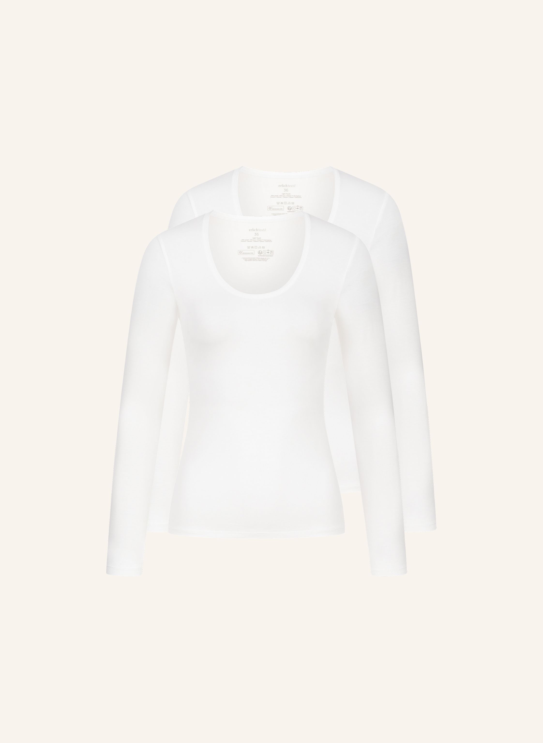 erlich textil 2er Pack Light Touch tiefausgeschnittenes Langarmshirt aus Lyocell - seidig weich