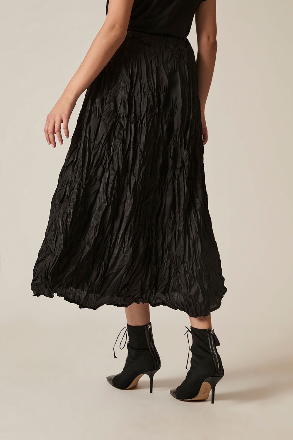 James Lakeland Black Crinkled Maxi Skirt