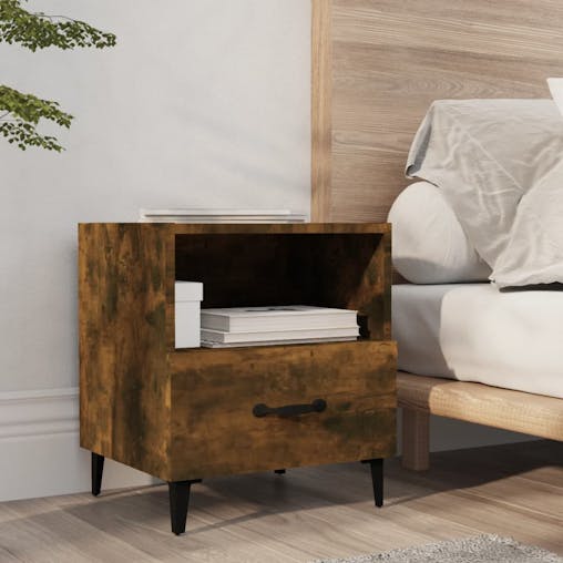 NNEVL Bedside Cabinets 2 pcs Smoked Oak Engineered Wood