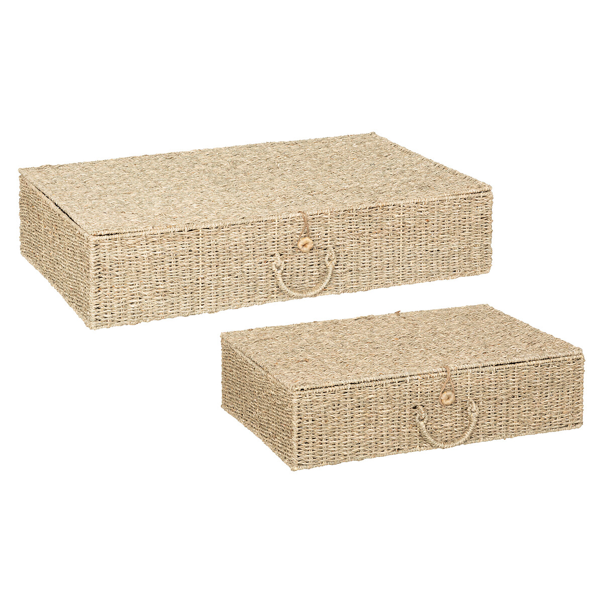Set of 2 XL baskets "Cora" Straw & metal