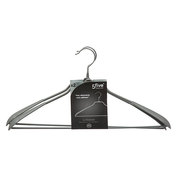 Lot de 2 Cintres en Métal &PVC 44cm Gris