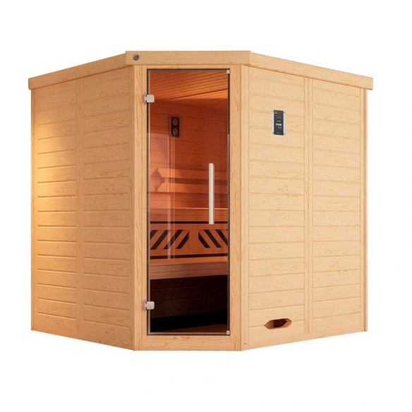 Massivholzsauna »KEMI«, BxHxT: 195 cm x 200 cm x 195 cm