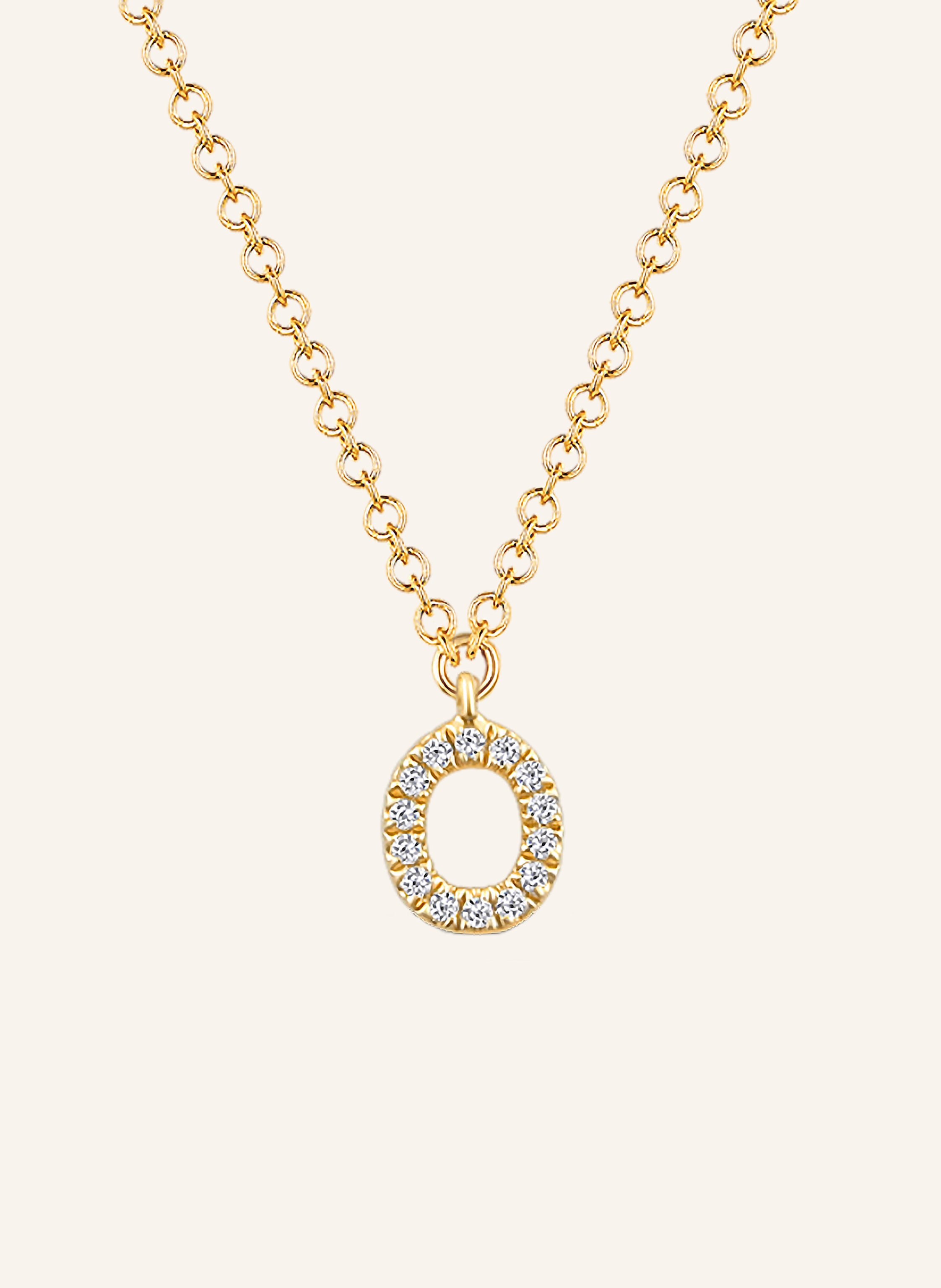 Leaf INITIALIEN Halskette „O“ aus 14 Karat Gelbgold mit Diamanten