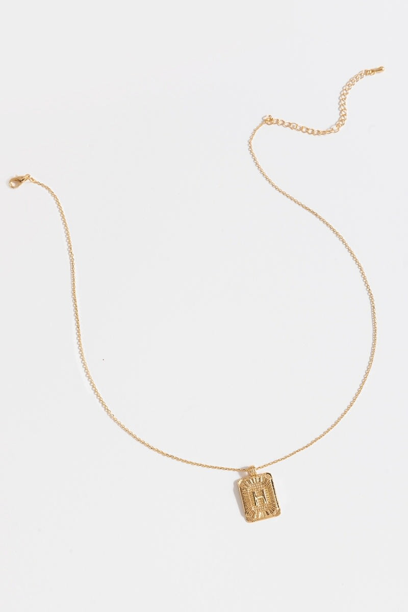 Initial ID Tag Pendant Necklace