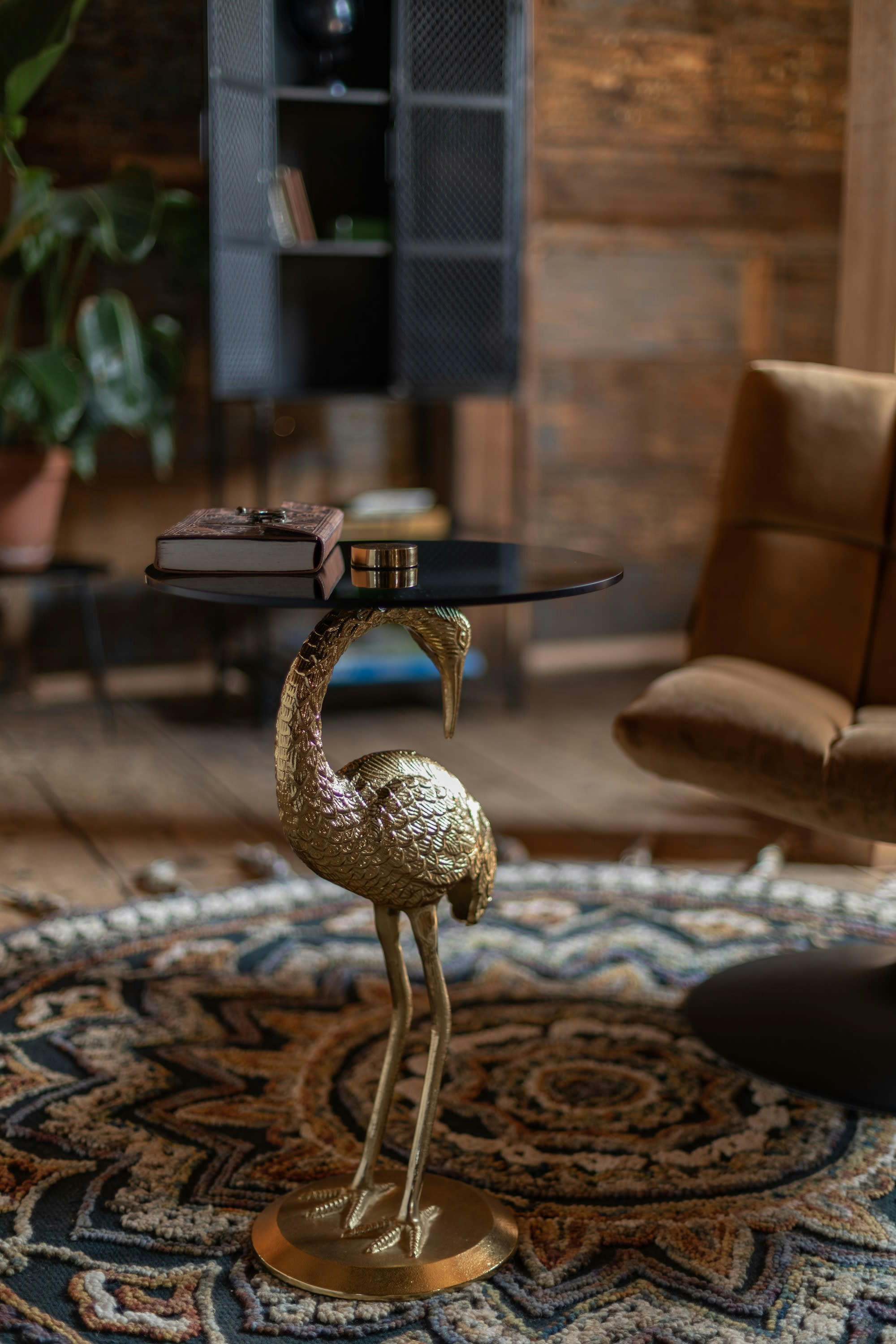 CRANE - Table d'appoint en métal doré