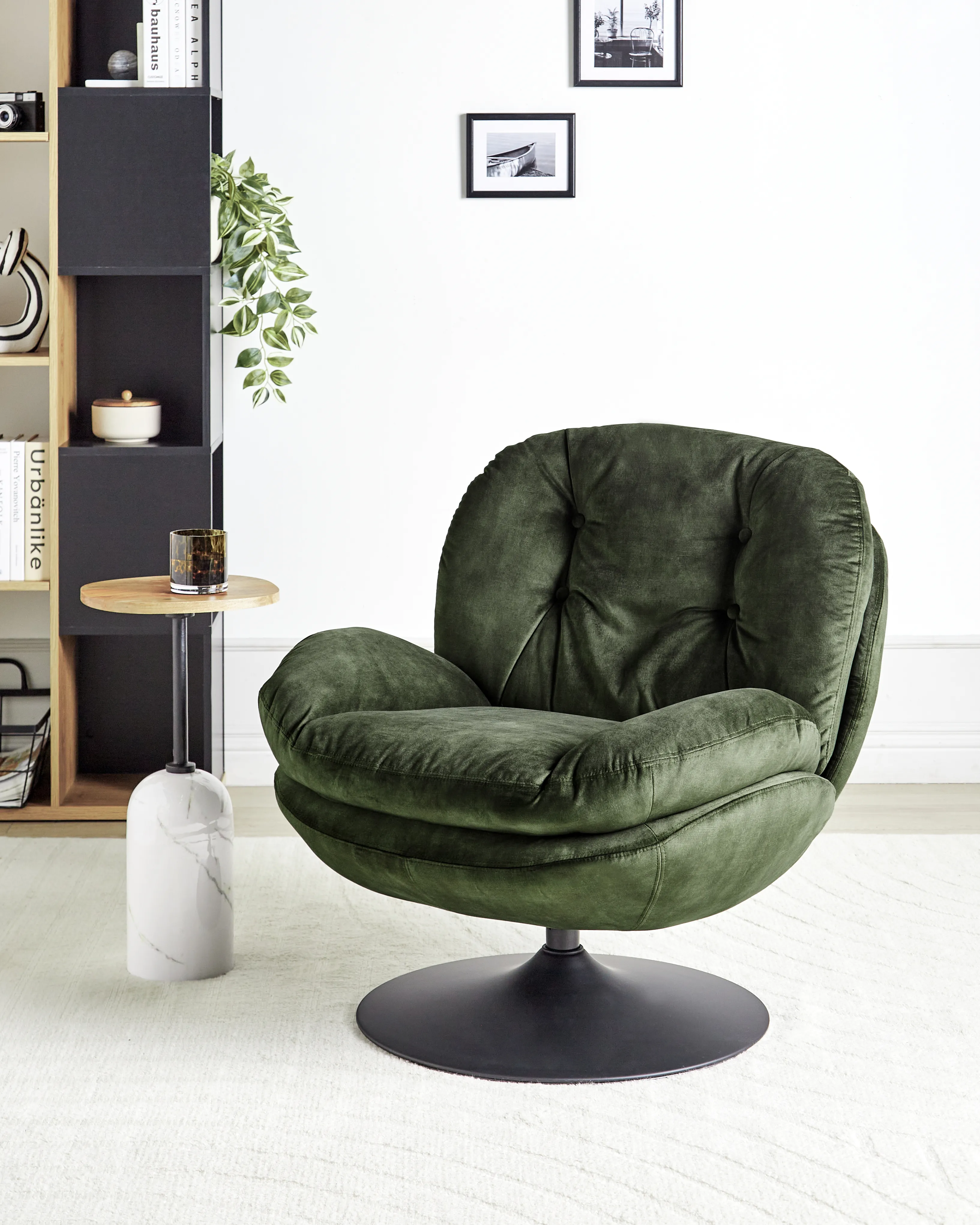 Swivel Armchair NOLVIK Velvet Dark Green