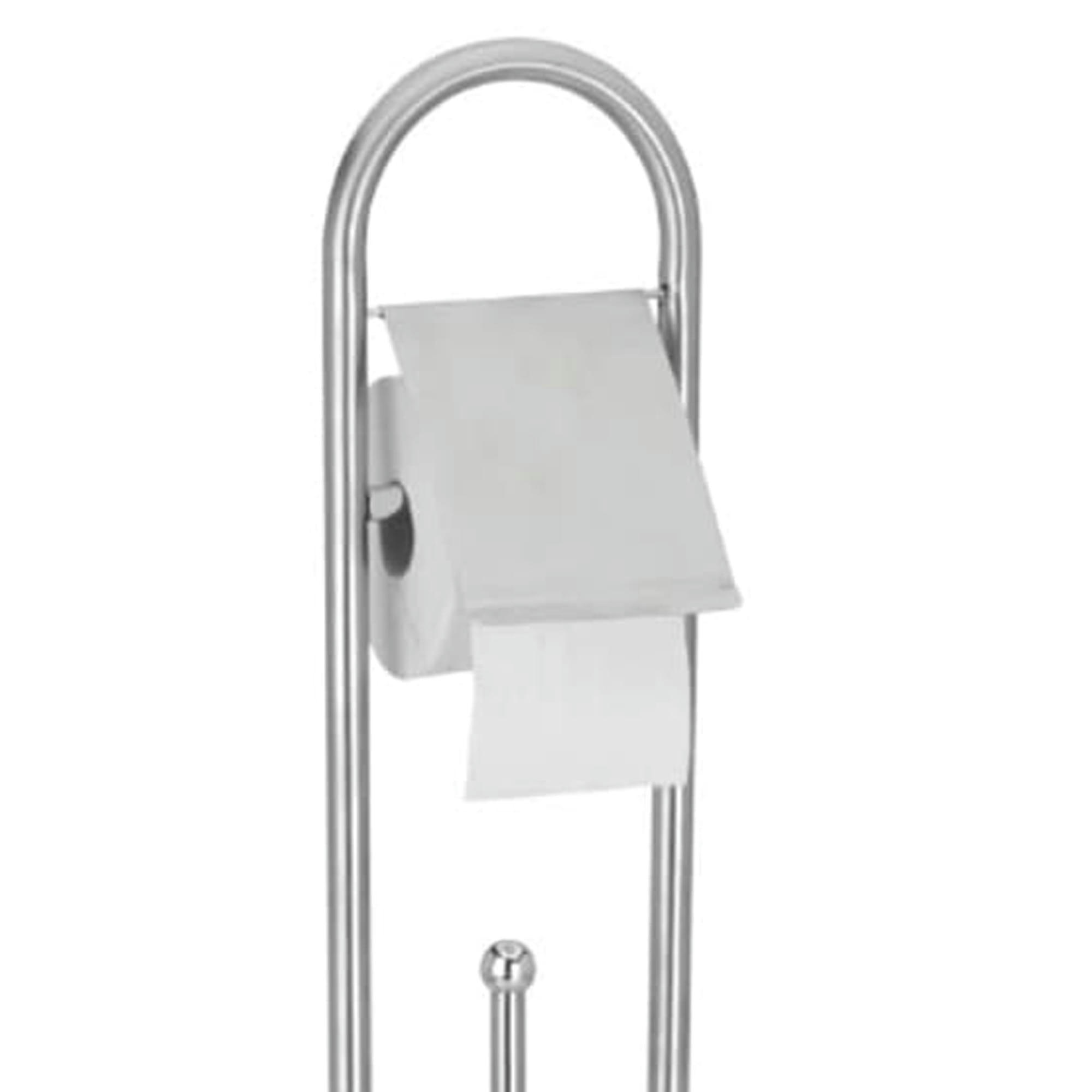 - Dérouleur papier WC + brosse WC sur pied acier inoxydable mat