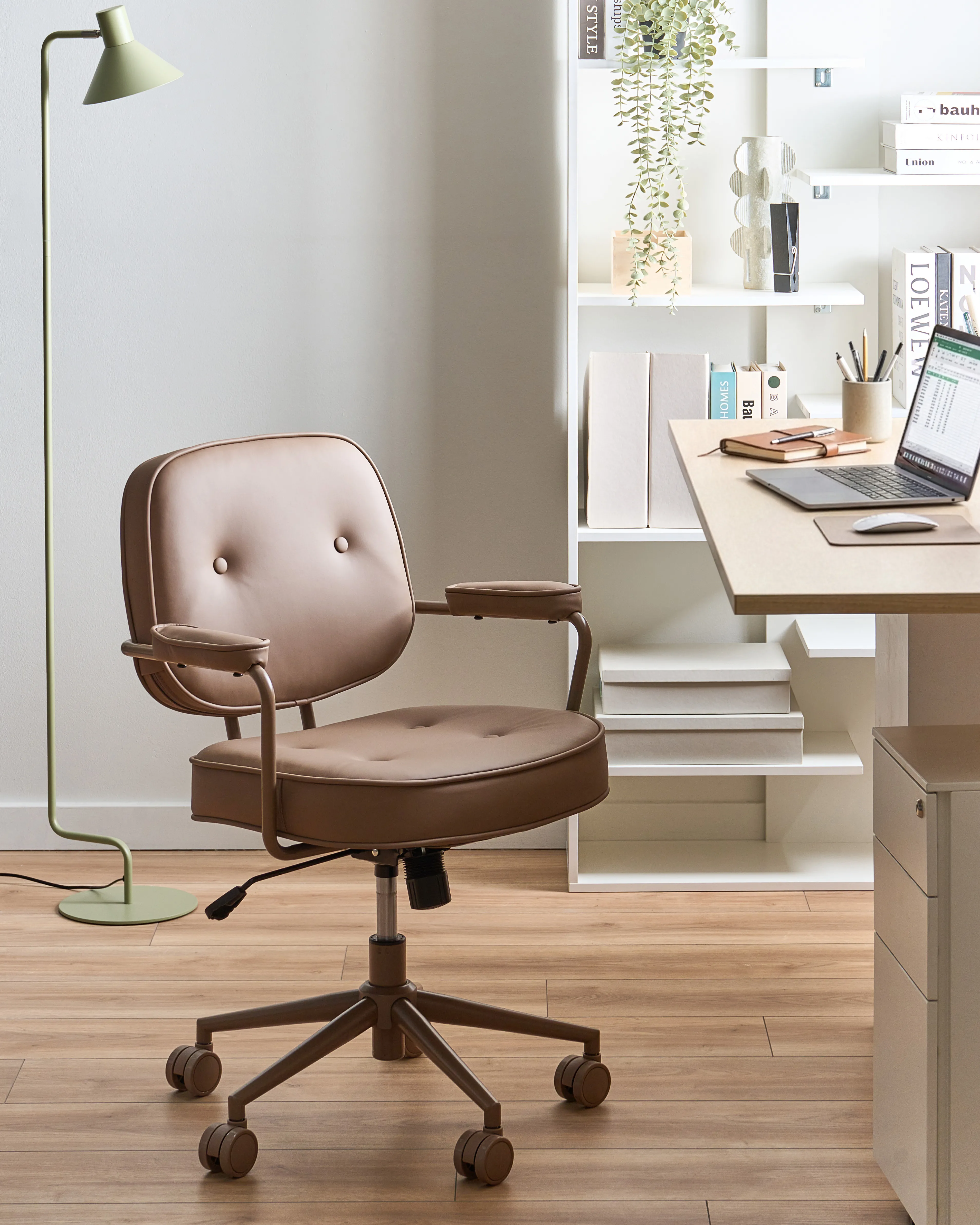 Desk Chair PARAMUS Faux Leather Light Brown