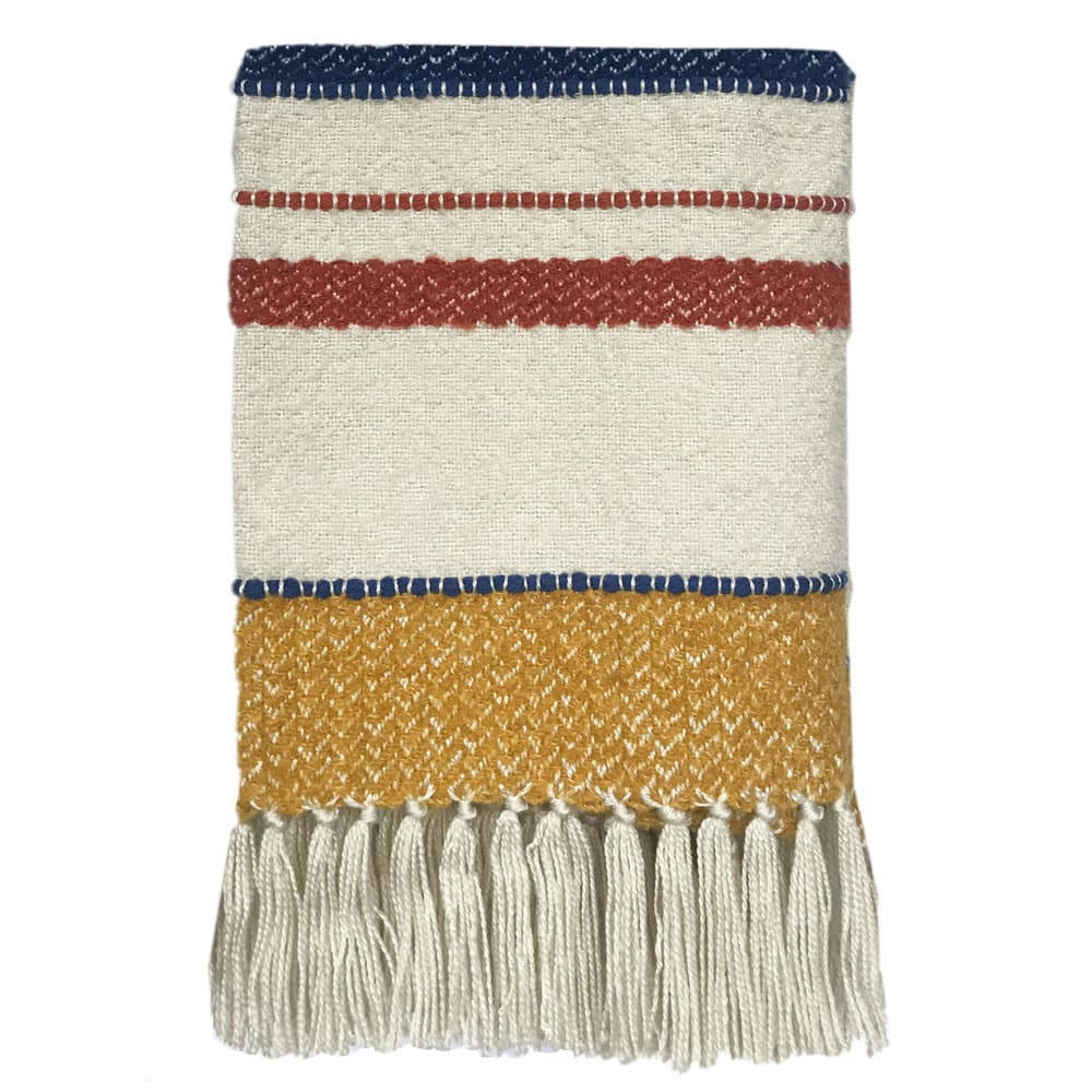 BERBER - Plaid blanc multicolore 125x150