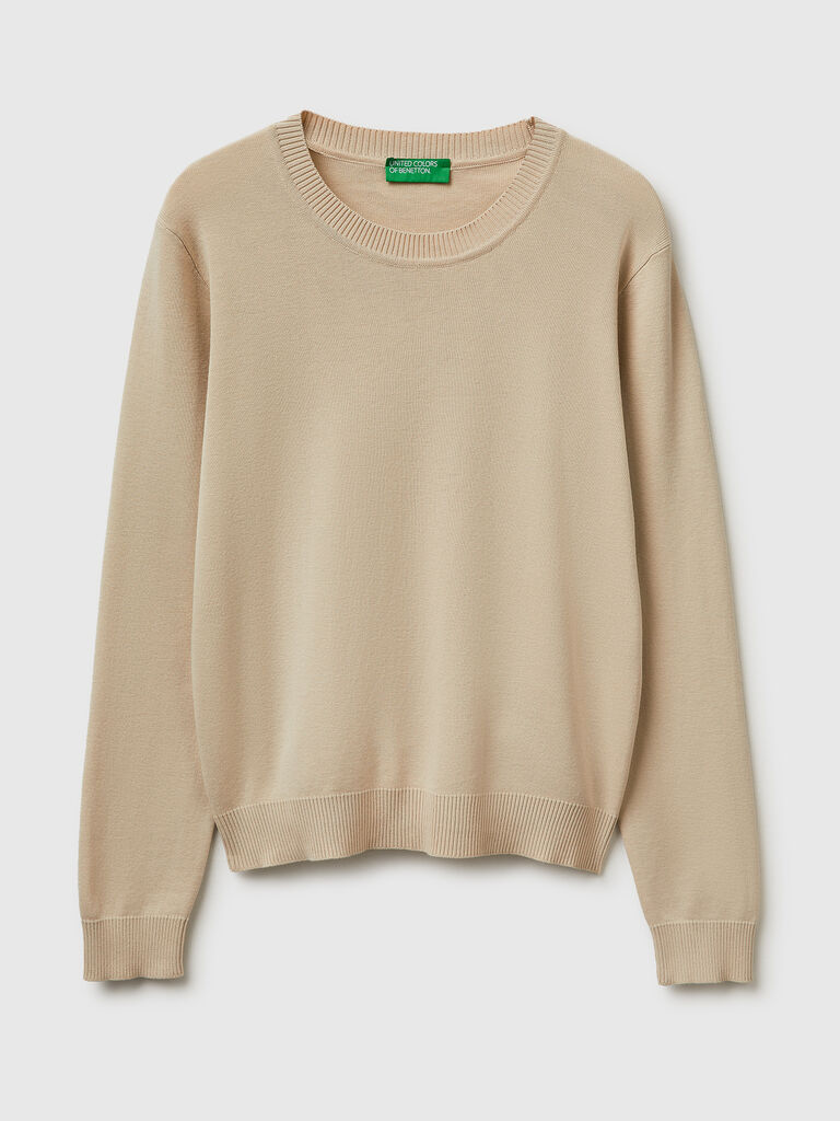Beige sweater in tricot cotton