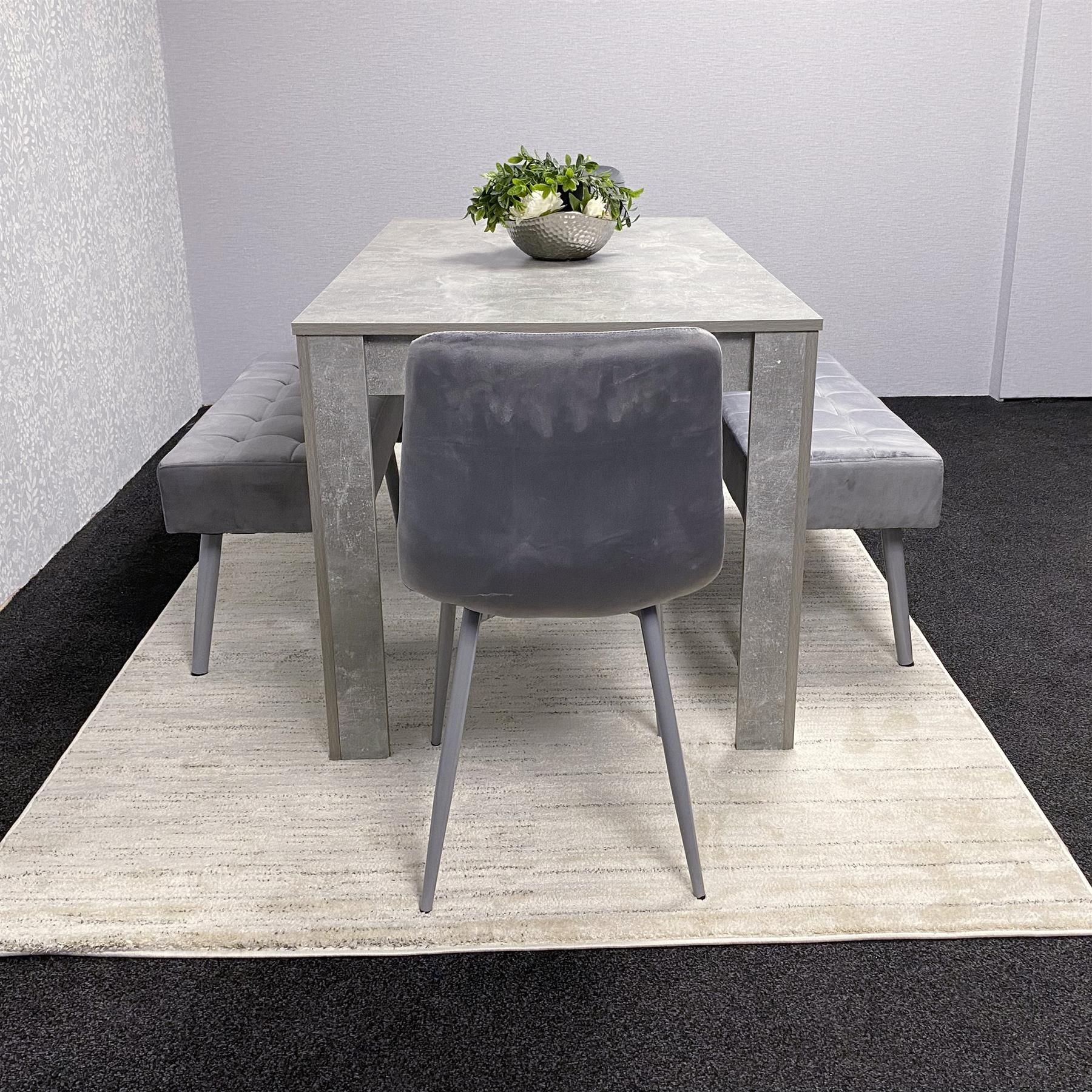 KOSY KOALA Grey Wooden Dining Table Set with 2 Grey Chairs and 2 Benches, Furniture