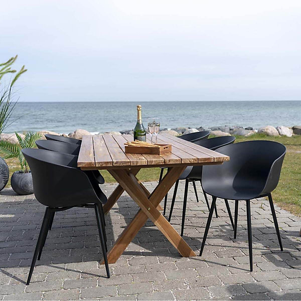 MONTANA - Lot de 2 Chaises PolyPropylène Noir et Pieds Acier
