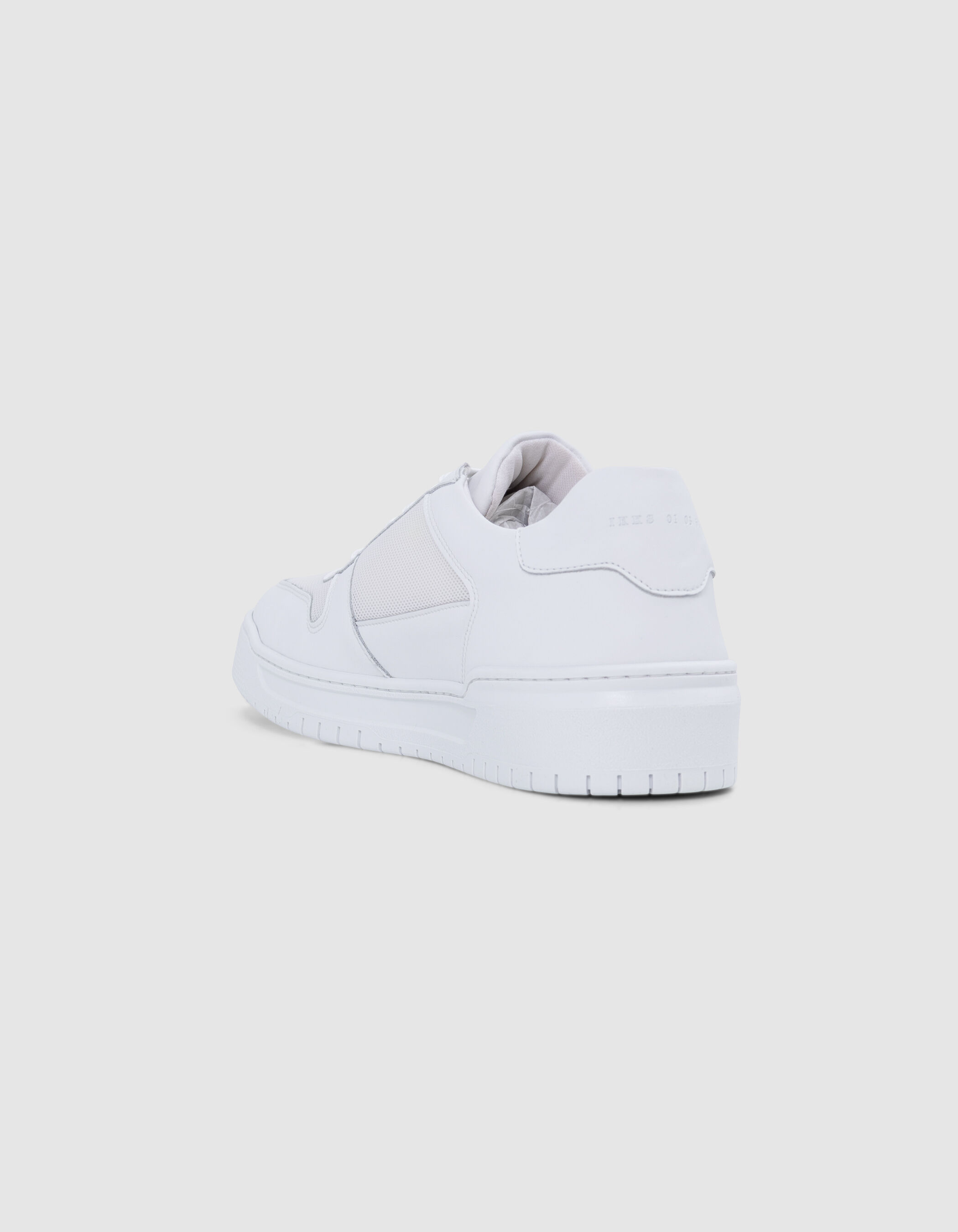 Baskets blanches bi-matières Homme
