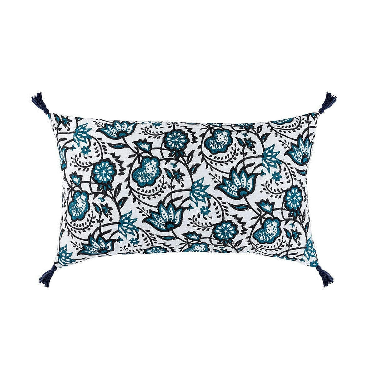 CARMA - Housse de coussin coton  50x30 bleu peacock
