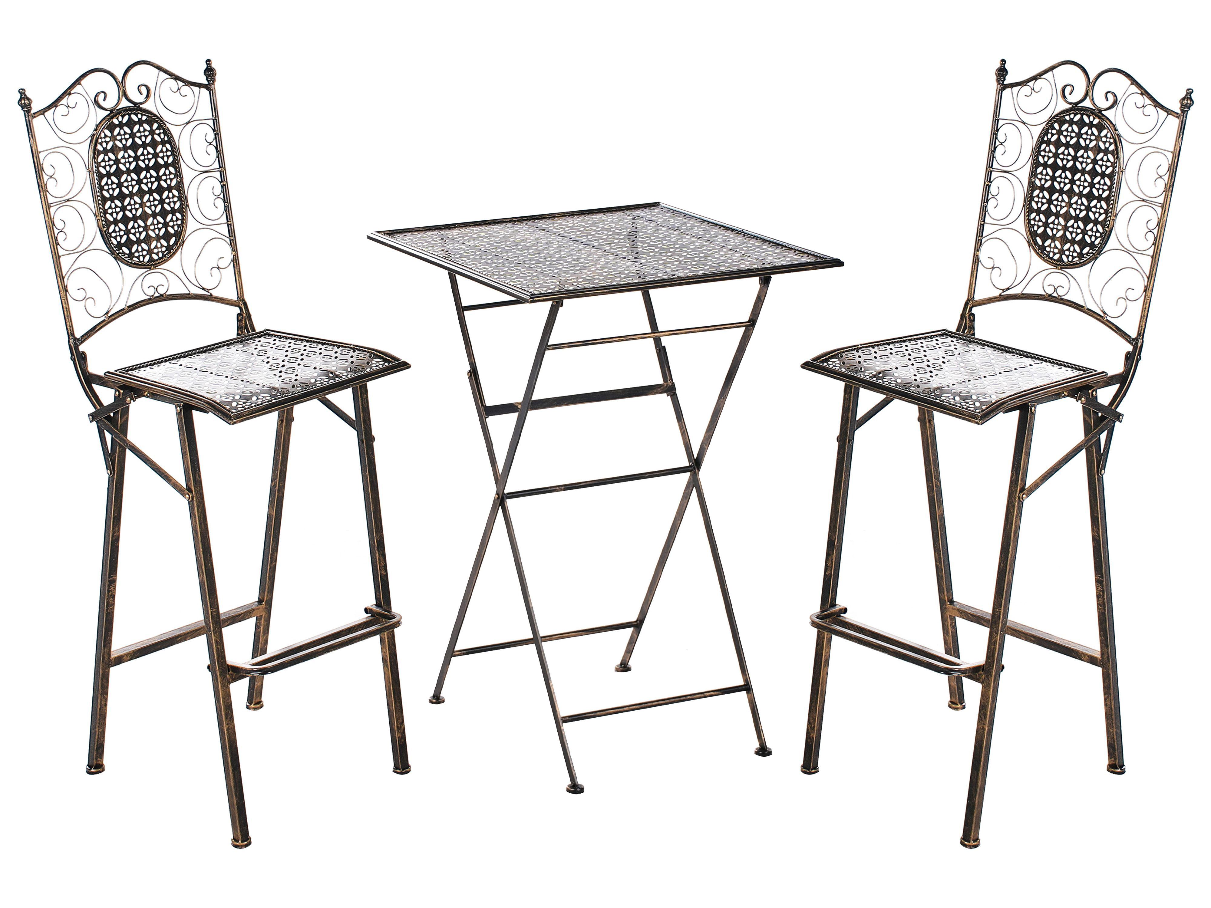 Garden Bar Set Folding BORMIO Metal Black