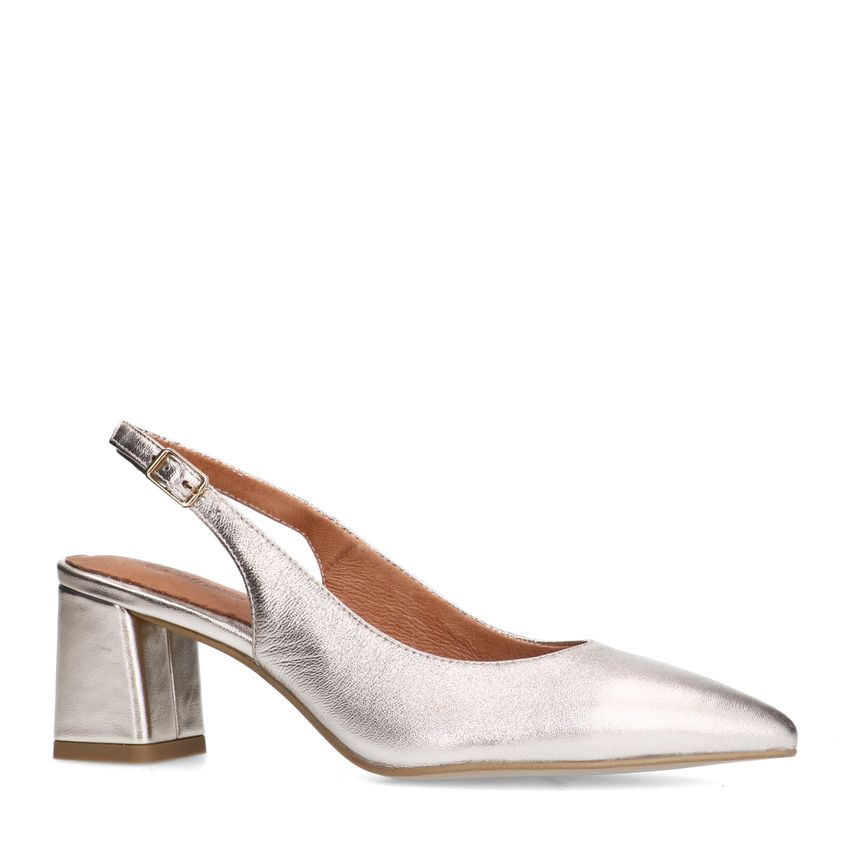 No Stress Goudkleurige leren slingbacks